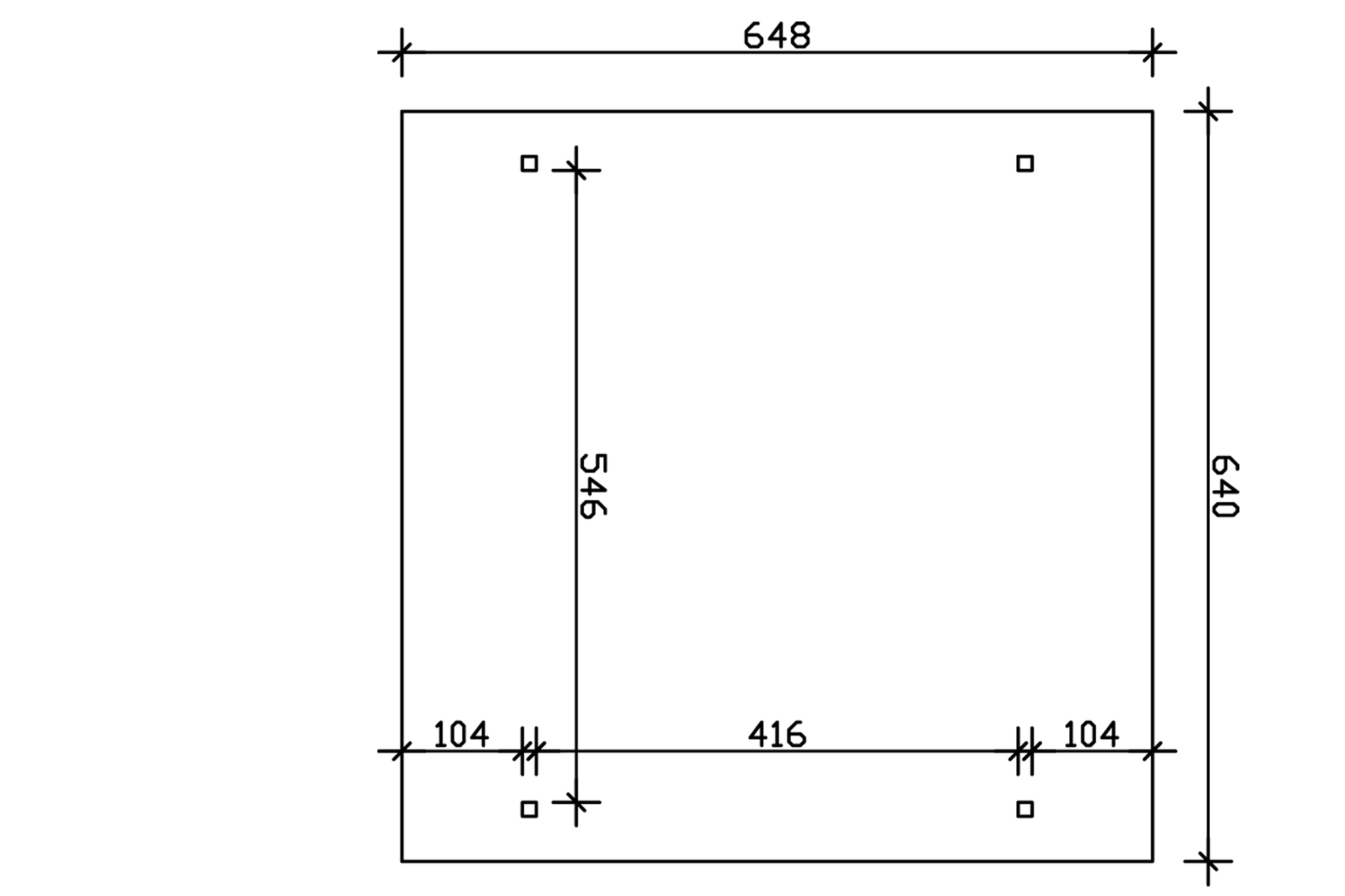 Grafik (Grundriss): Carport Odenwald 640 x 648 cm