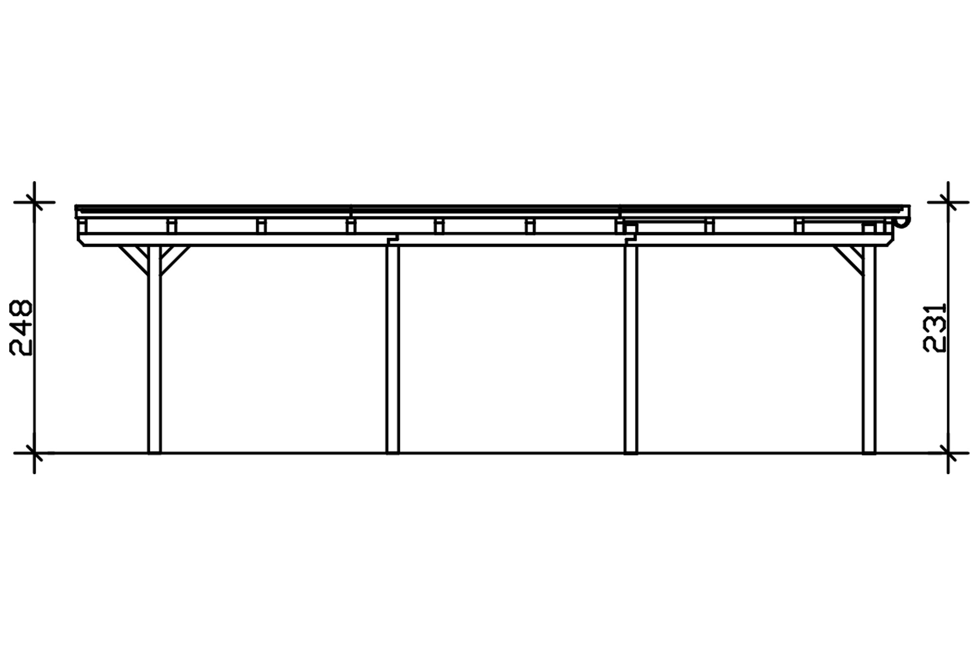 Carport Emsland 613 x 846 cm mit EPDM-Dach, natur