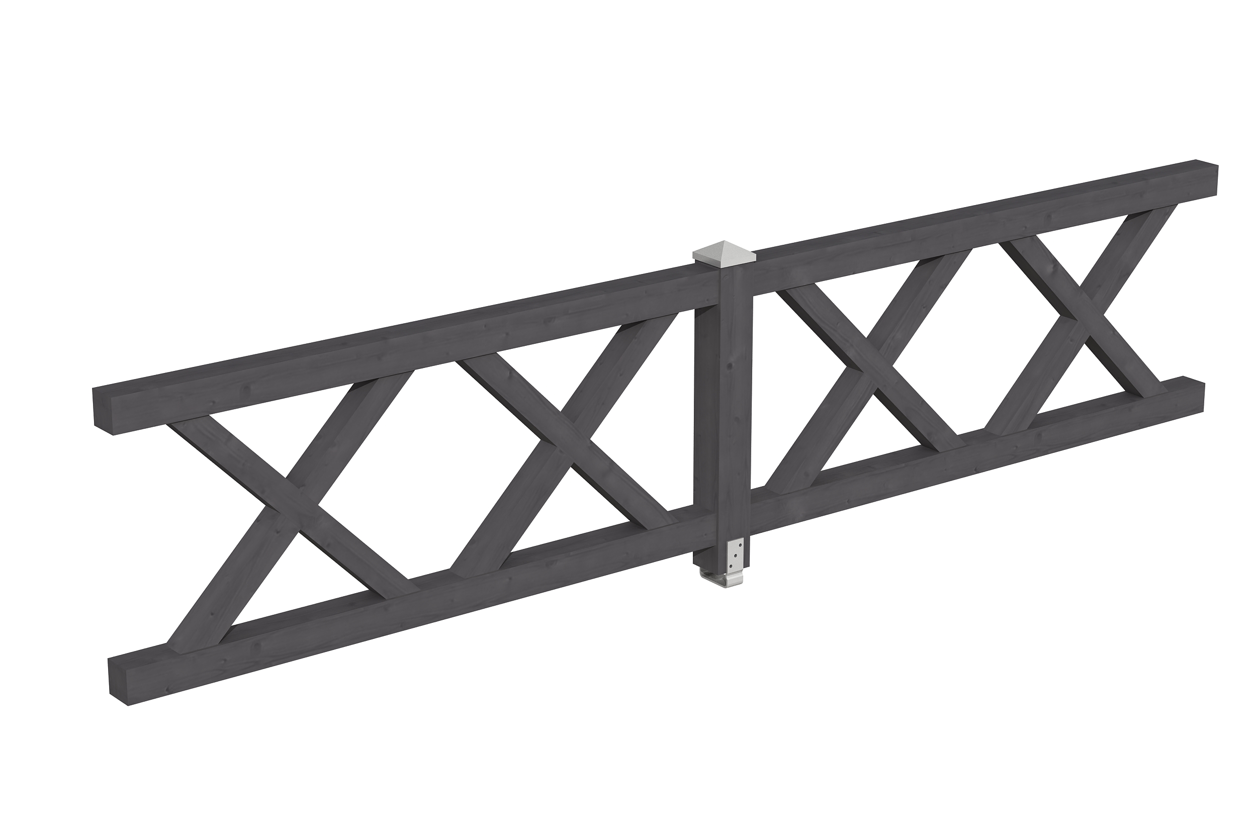 Brüstung Andreaskreuz 400 x 84 cm, Fichte, schiefergrau