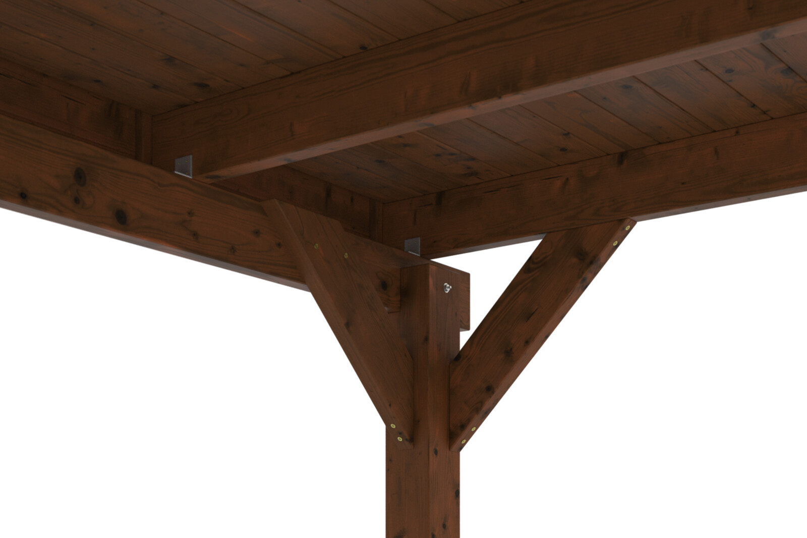 Carport Friesland 397 x 555 cm, gelakt in noten, met dakbetimmering en EPDM-folie