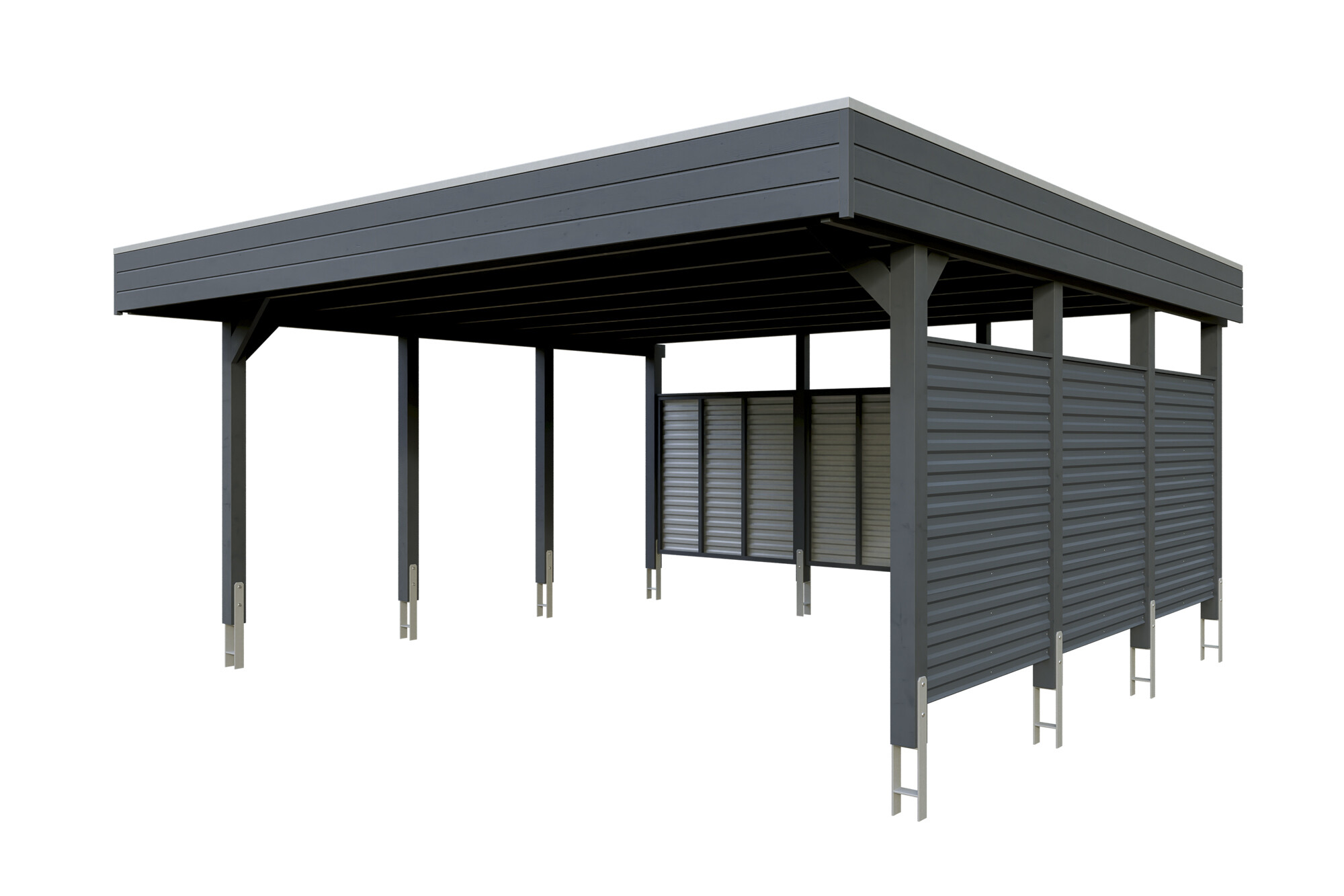 Carport Friesland Hybrid Set 13, 557x555cm with back and side walls, colour pre-treated anthracite