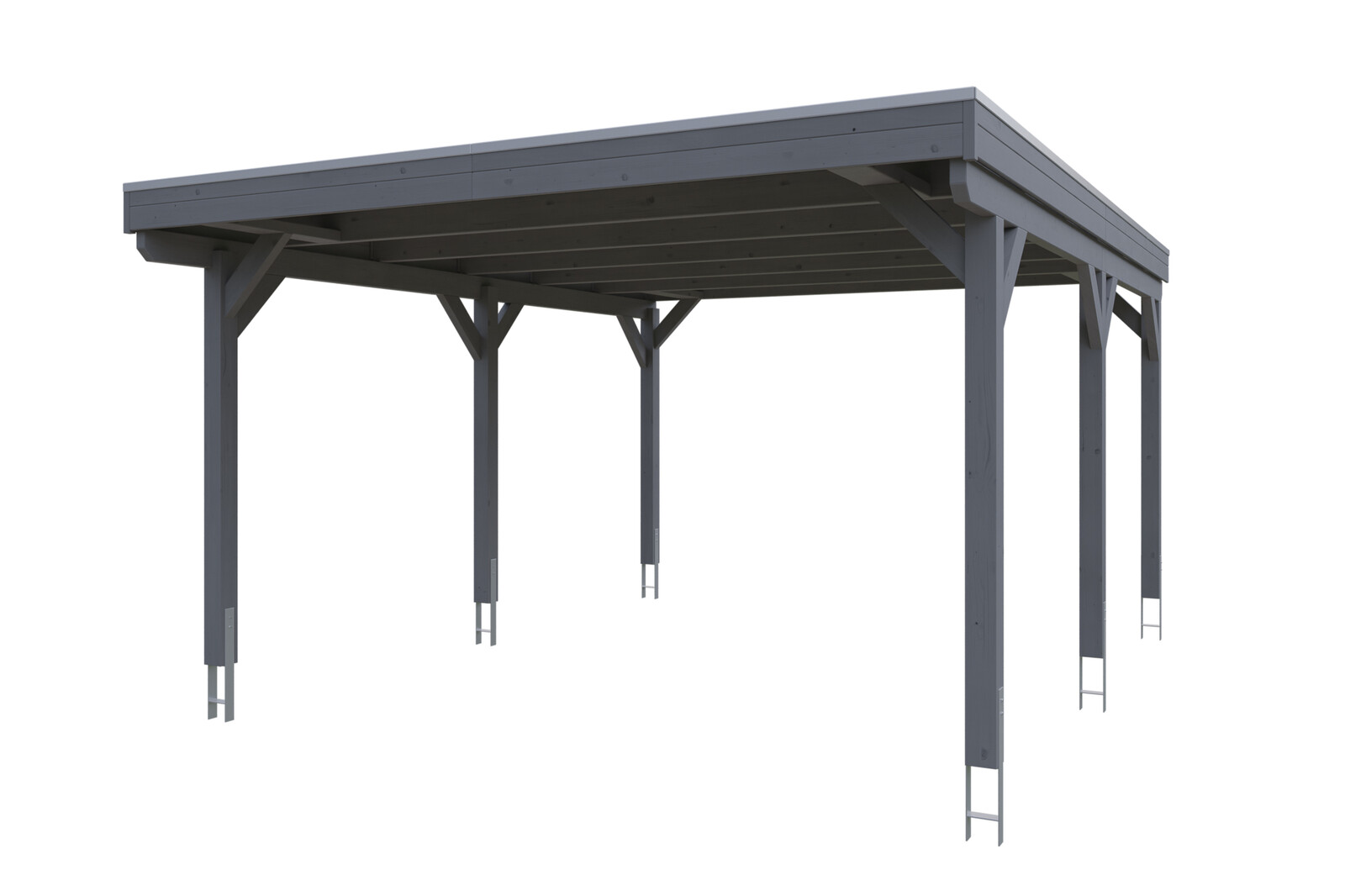 Carport Grunewald 427 x 554 cm met Aluminium dakplaten, gelakt in leigrijs