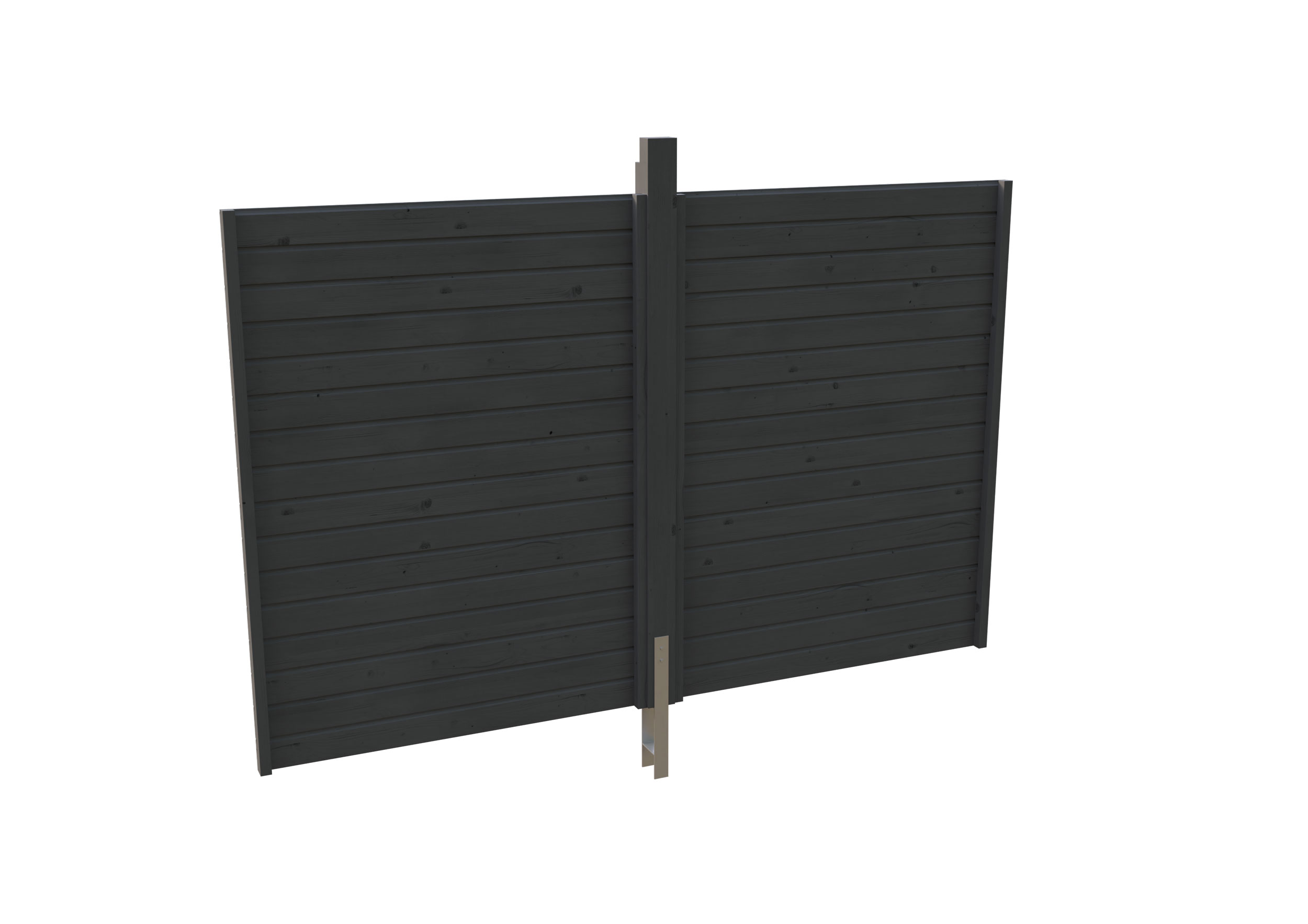 Paroi arrière 291 x 200 cm, Panneaux à lattes horizontales, traitement coloré gris ardoise