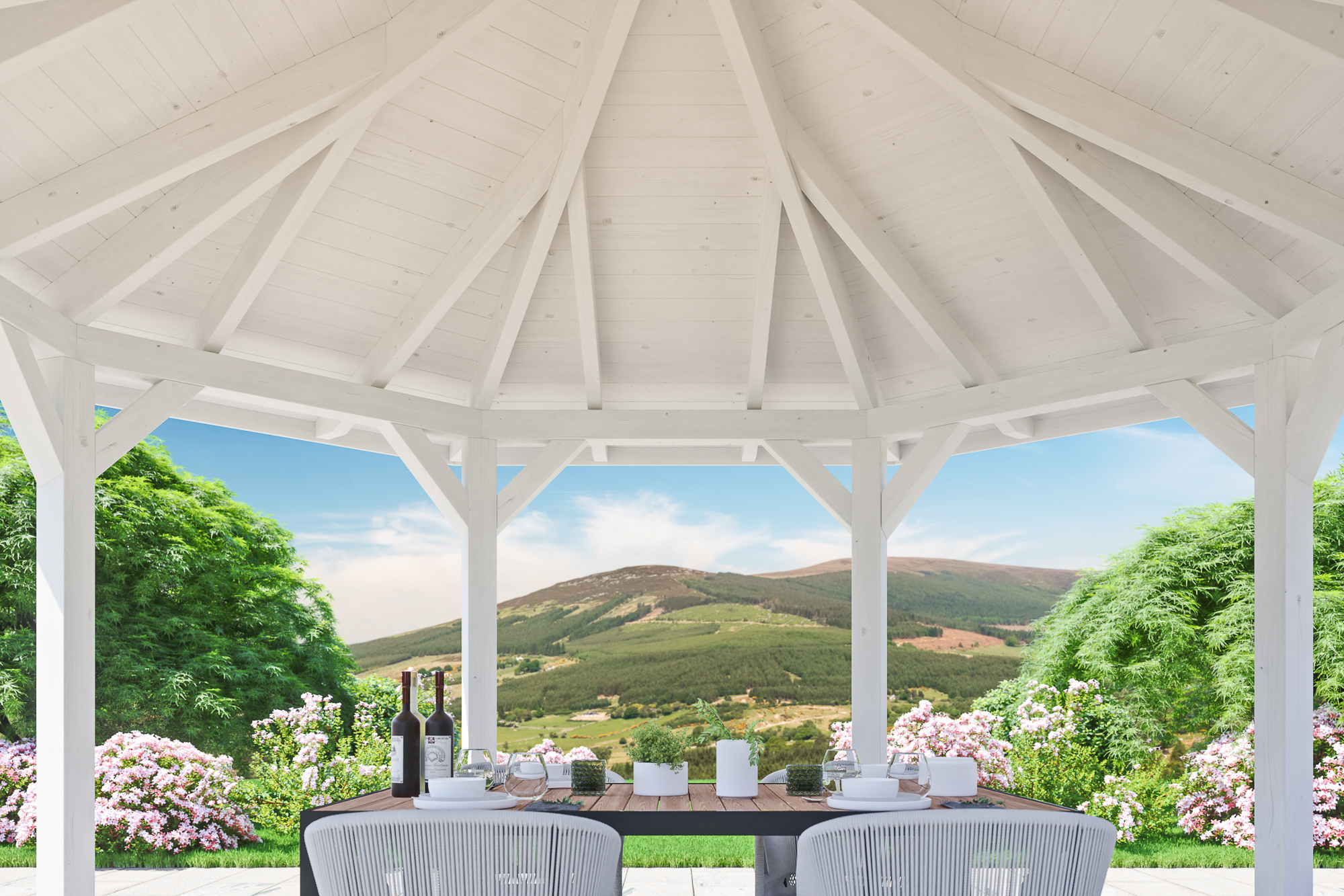 Detailbild: Innenansicht Pavillon Nancy 2, farblich behandelt in weiß