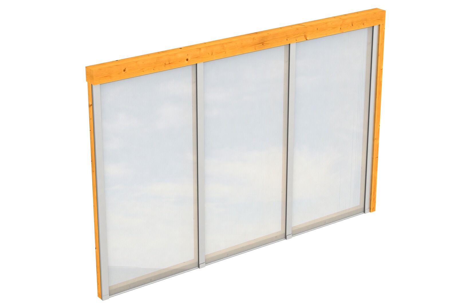 Seitenwand m. Polycarbonatplatten 305 x 200 cm, Fichte, eiche hell