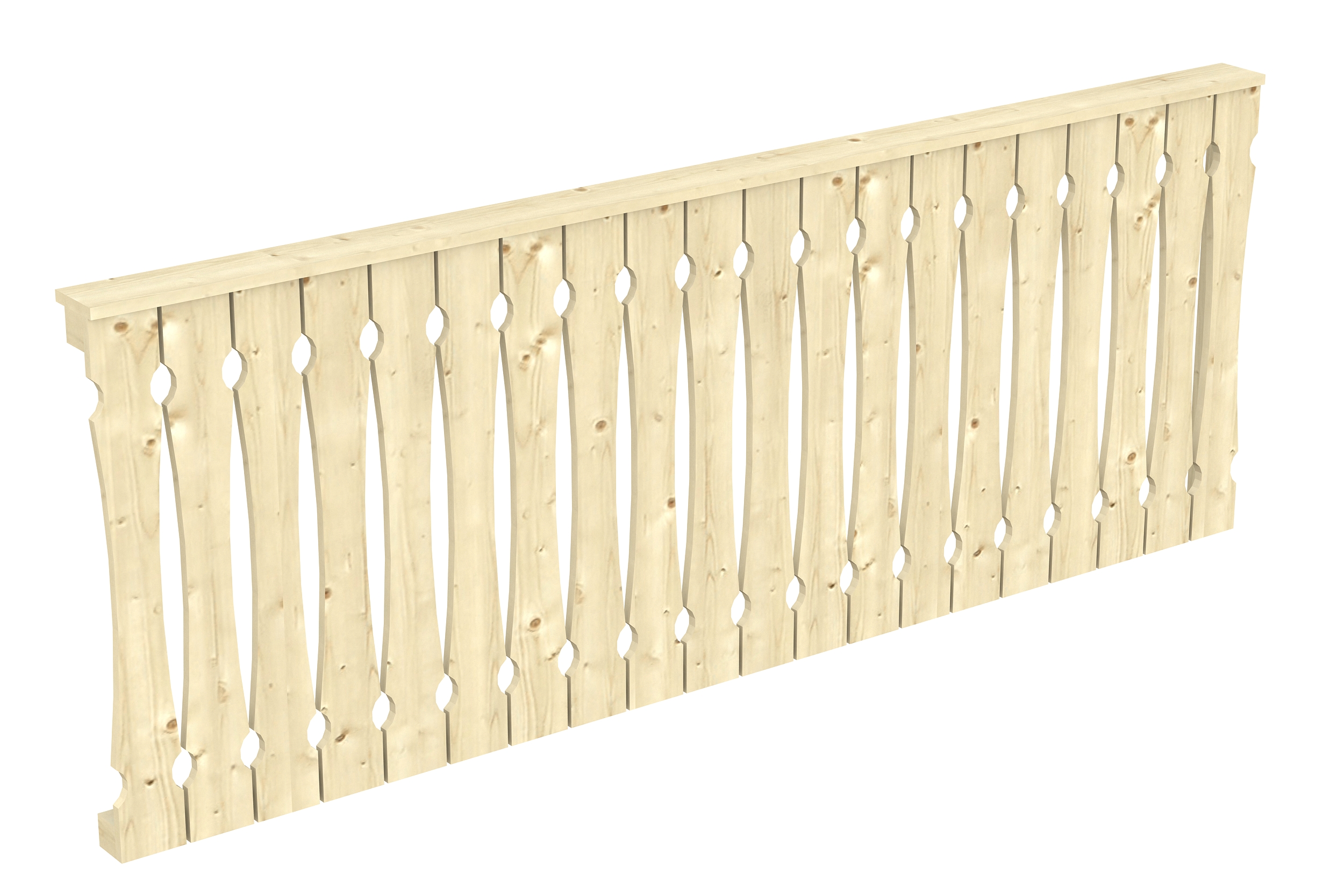 Brüstung Balkonschalung 255 x 96 cm, Fichte, natur