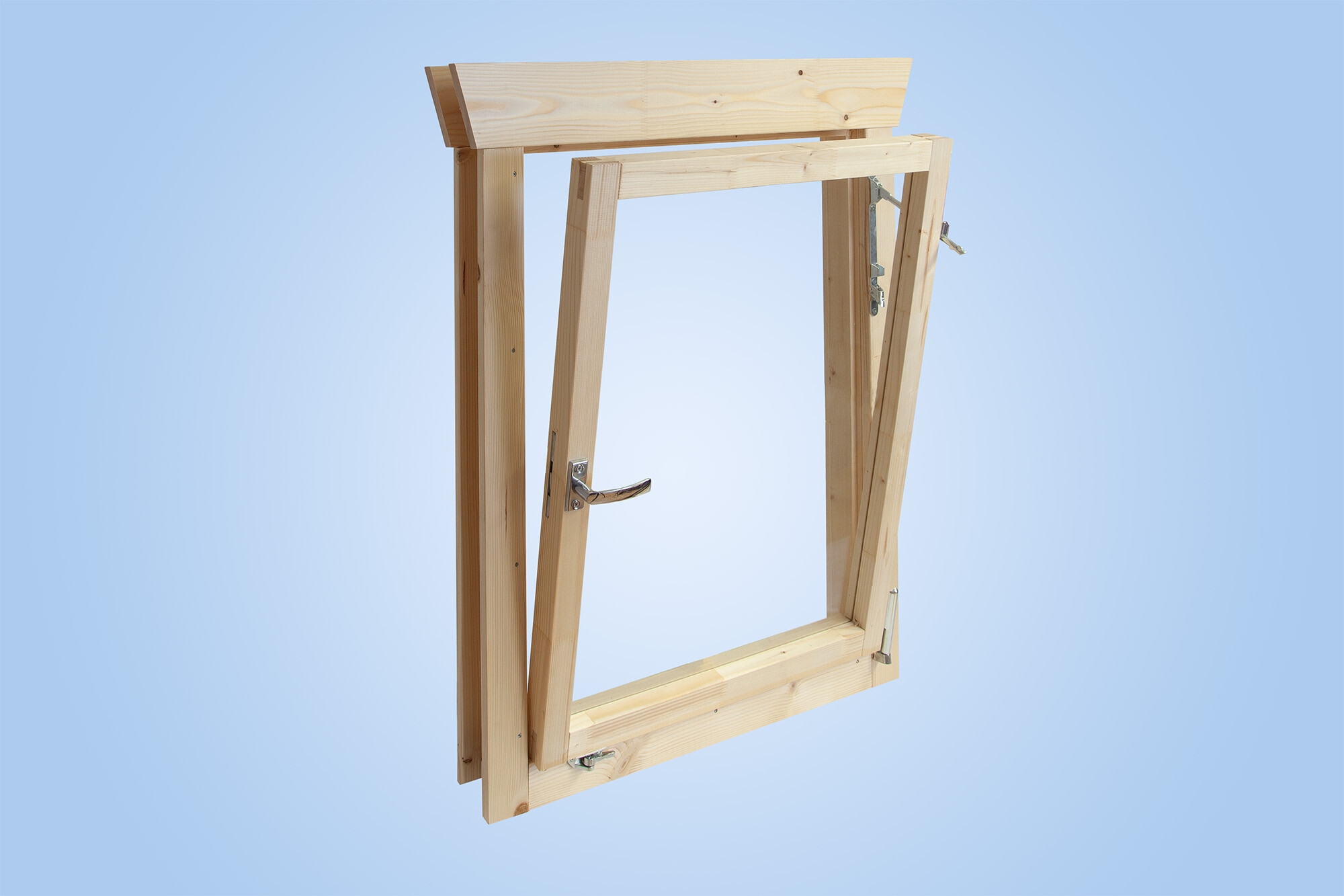 Single window, right hinge 57,5x70,5cm, 45mm, untreated