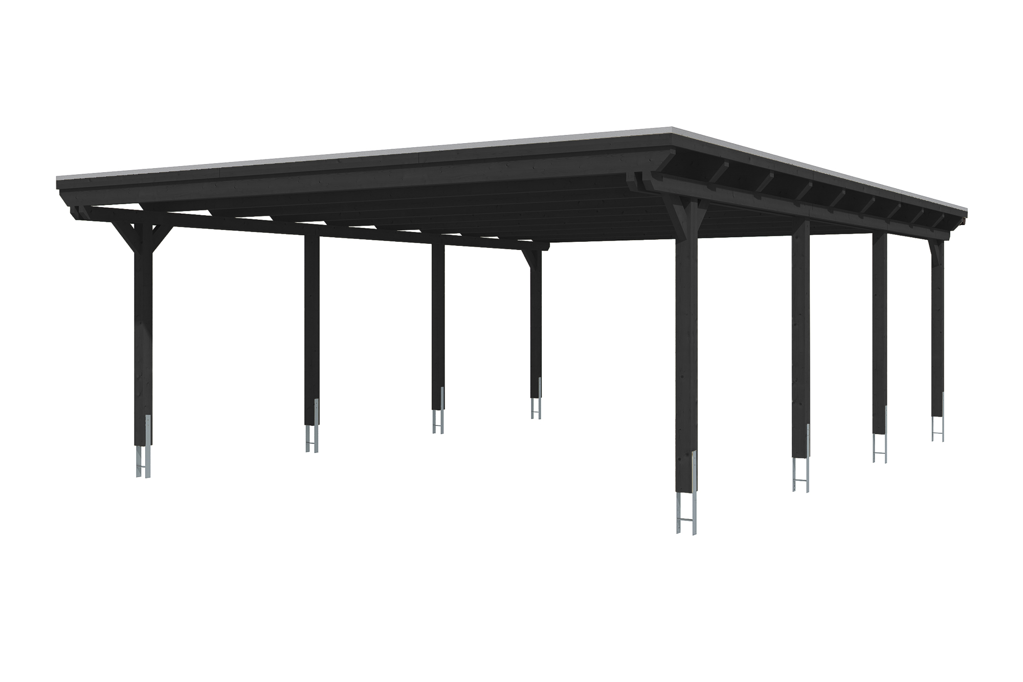 Carport Emsland 613 x 846 cm, gelakt in antraciet, met Aluminium dakplaten