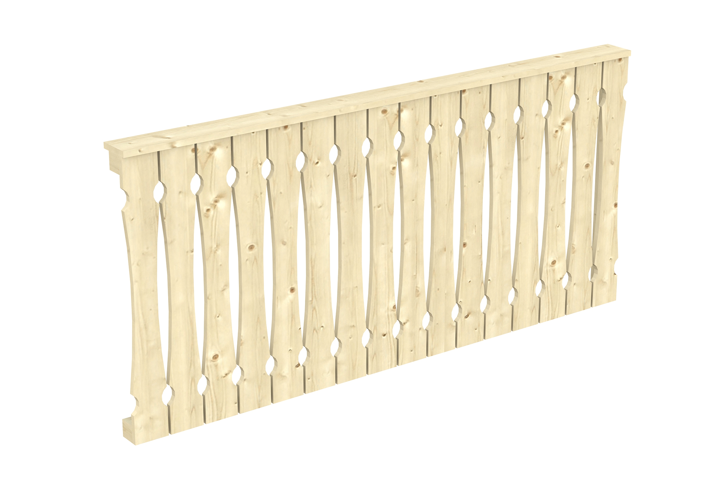 Balustrade balcony siding 205 x 96 cm, spruce, untreated
