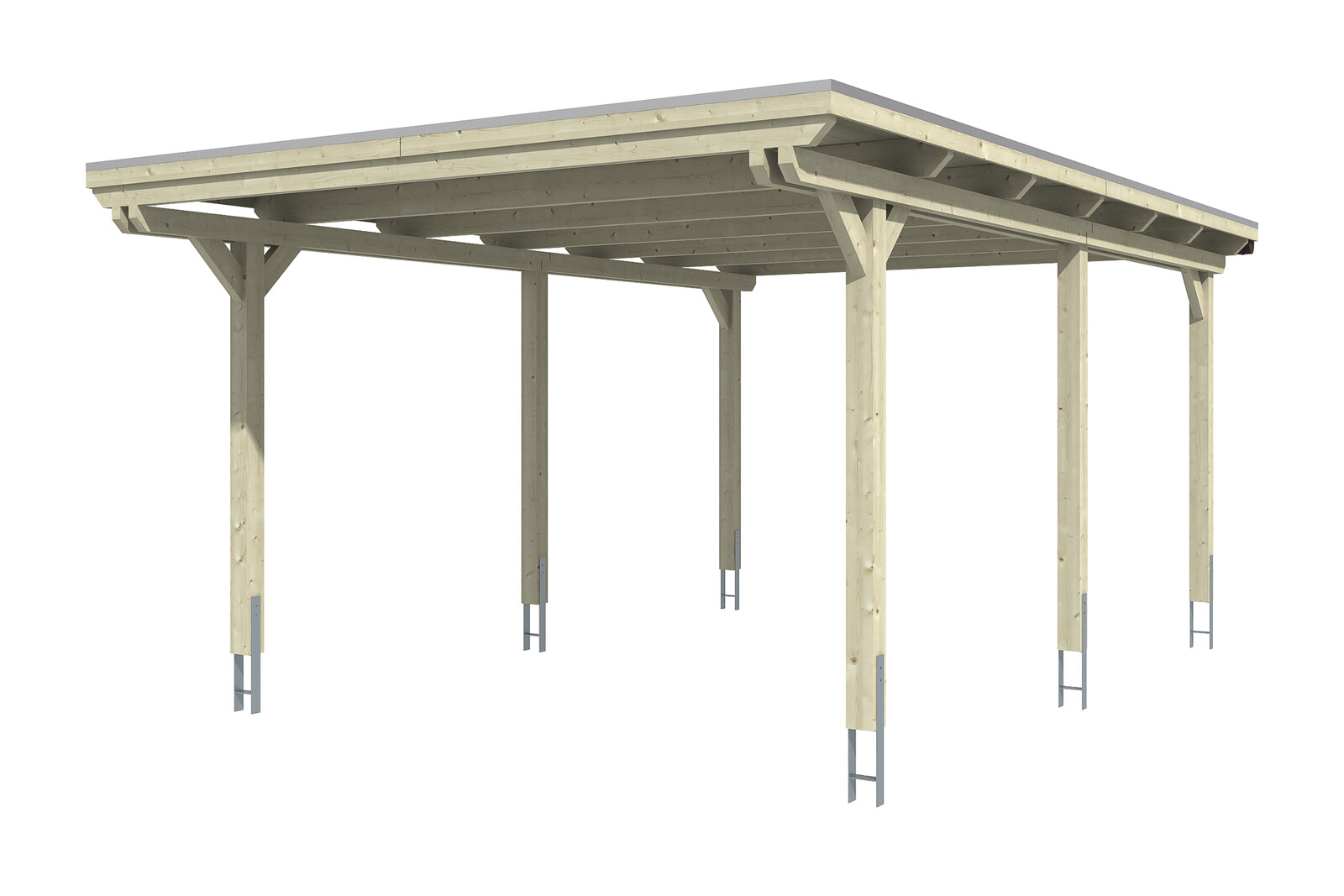 Carport Emsland 404 x 604 cm mit Aluminiumdach, natur