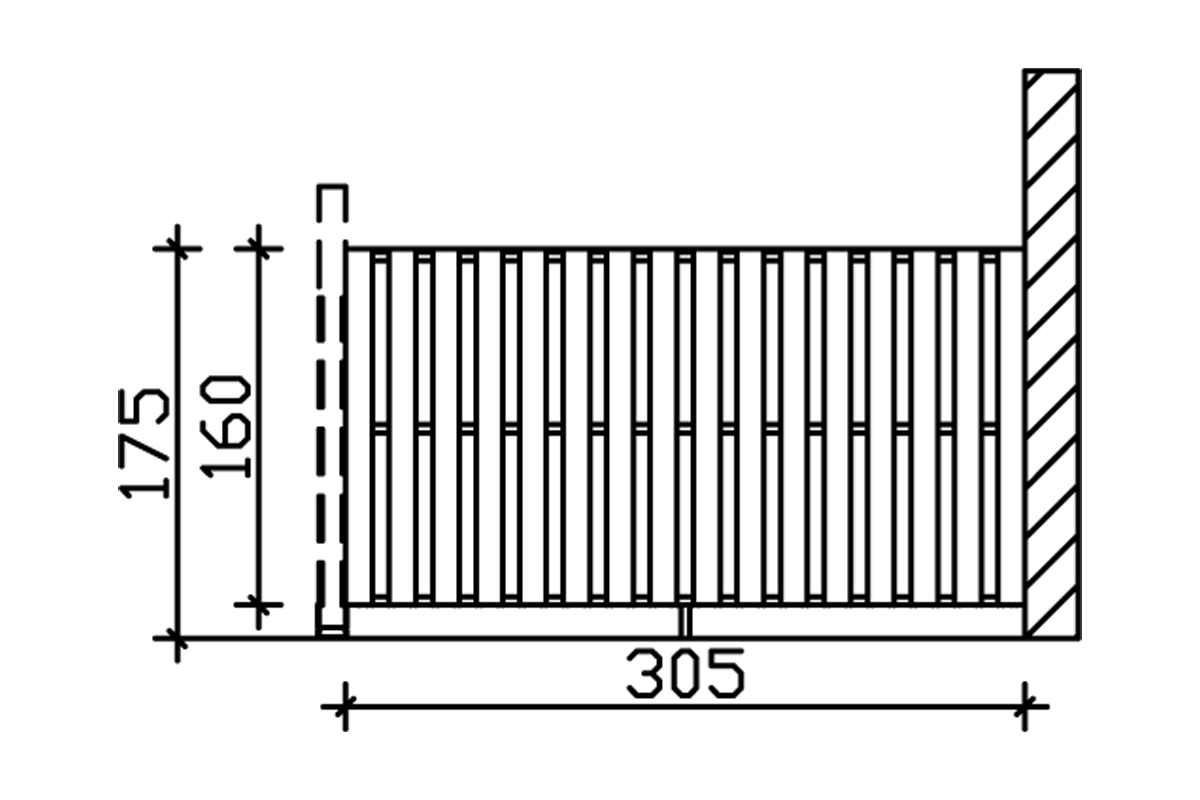 Seitenwand Deckelschalung 305 x 160 cm, Douglasie, natur
