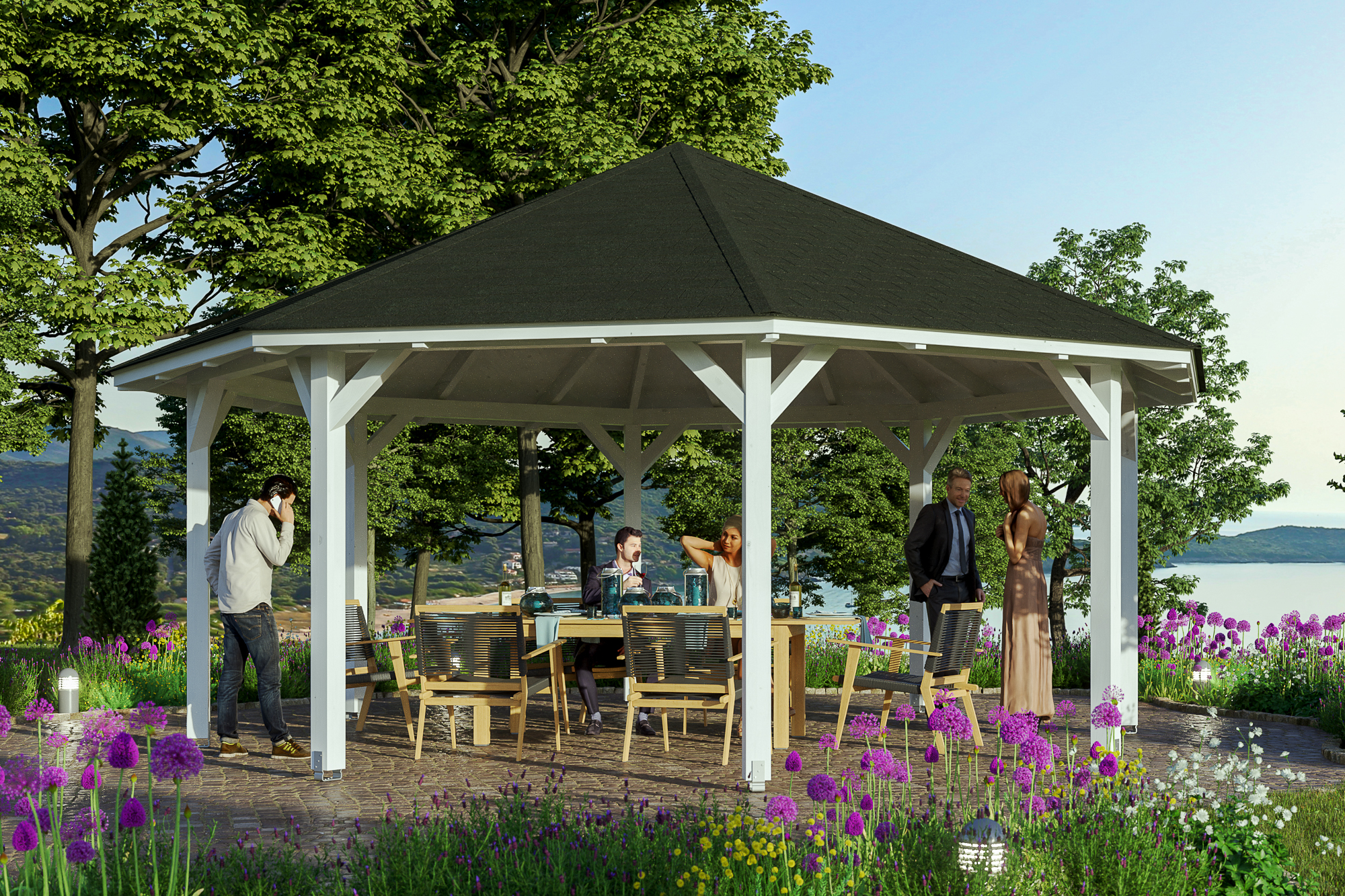 Ambientebild: Pavillon Nice 4, farblich behandelt in weiß