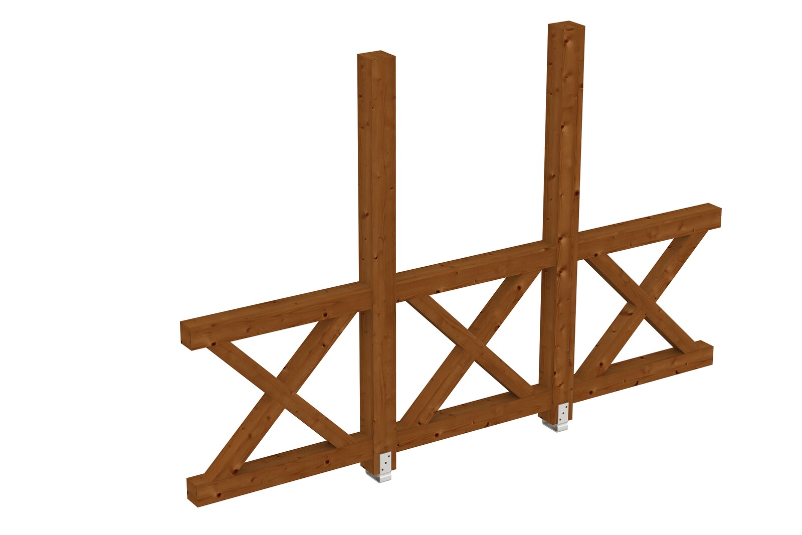 Sidewall St.Andrew`s cross 293 x 210 cm, free standing, spruce, colour pre-treated in walnut