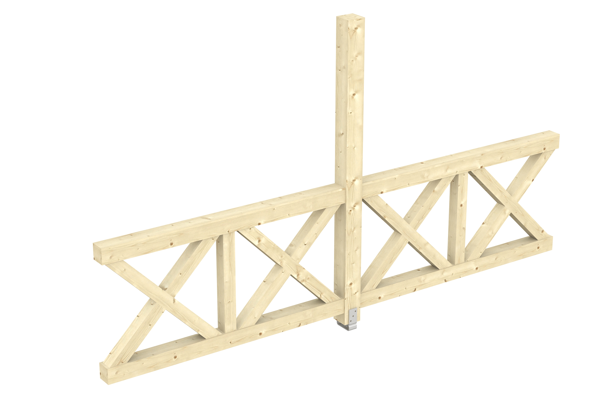 Sidewall St.Andrew`s cross 343 x 210 cm, free standing, spruce, untreated
