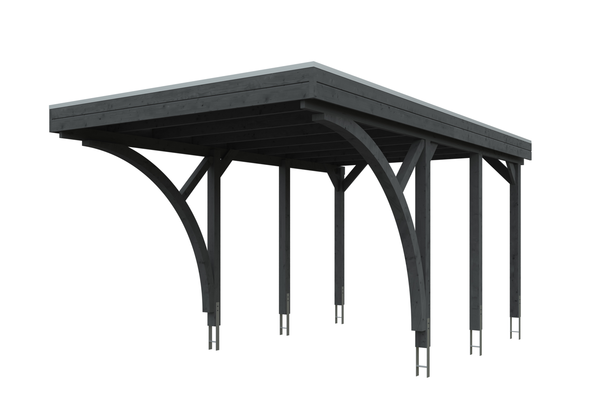 Produktbild: Carport Friesland 314 x 555 cm mit 2 Einfahrtsbögen_farblich behandelt in schiefergrau
