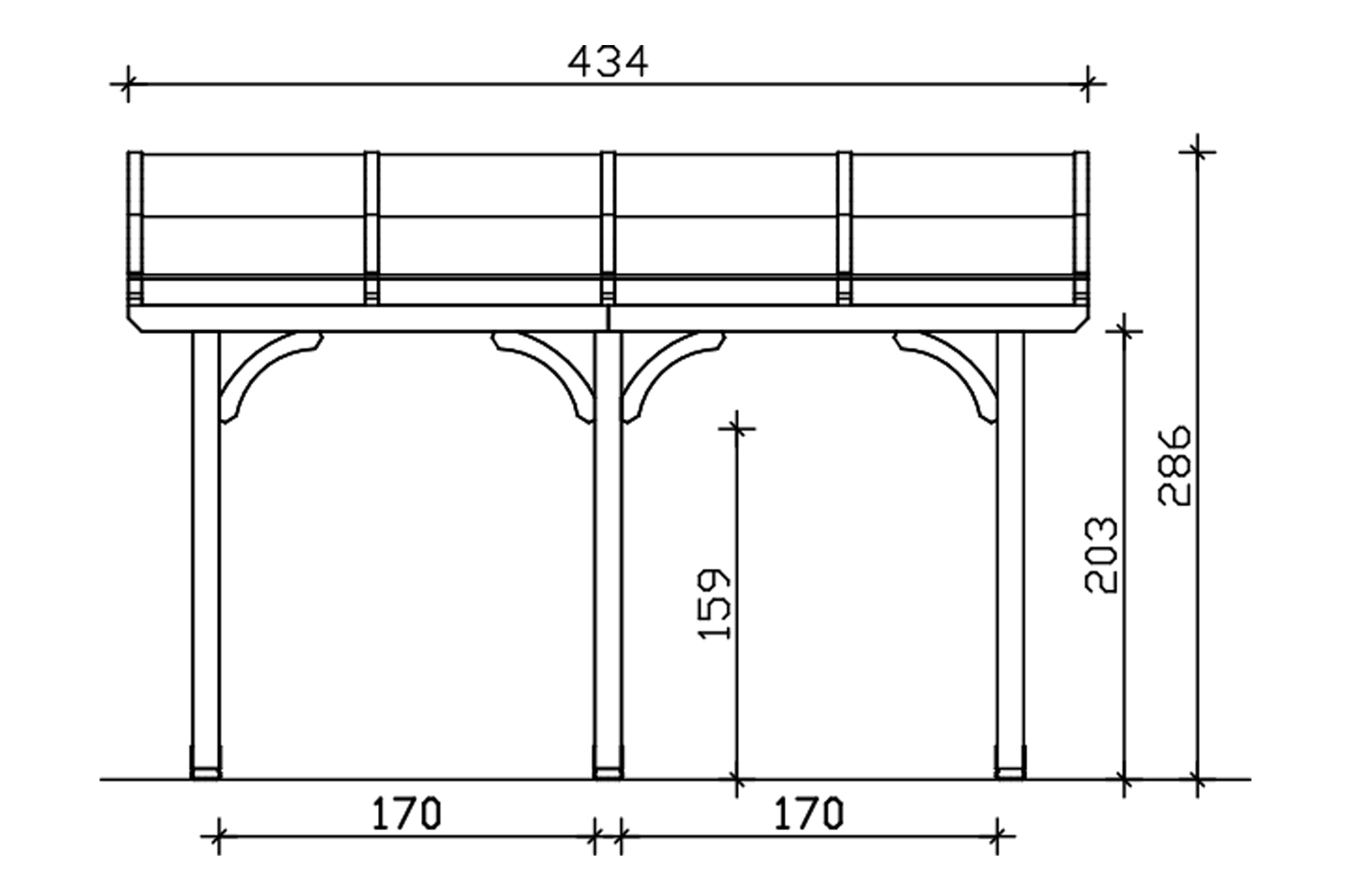 Terrasoverkapping Venezia 434 x 289 cm, gelamineerd hout, gelakt in licht eiken