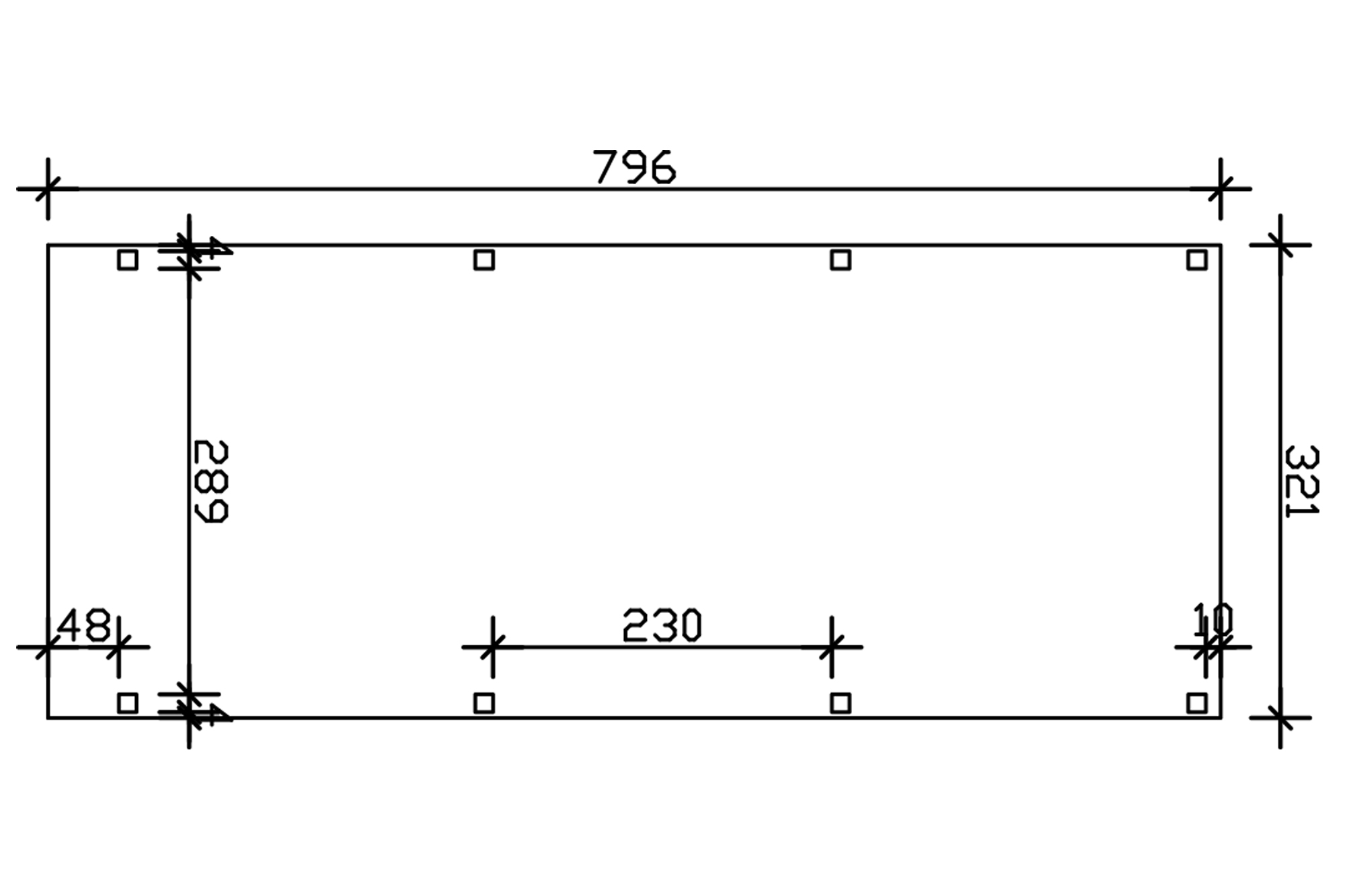 Grafik (Grundriss): Carport Grunewald 321 x 796 cm