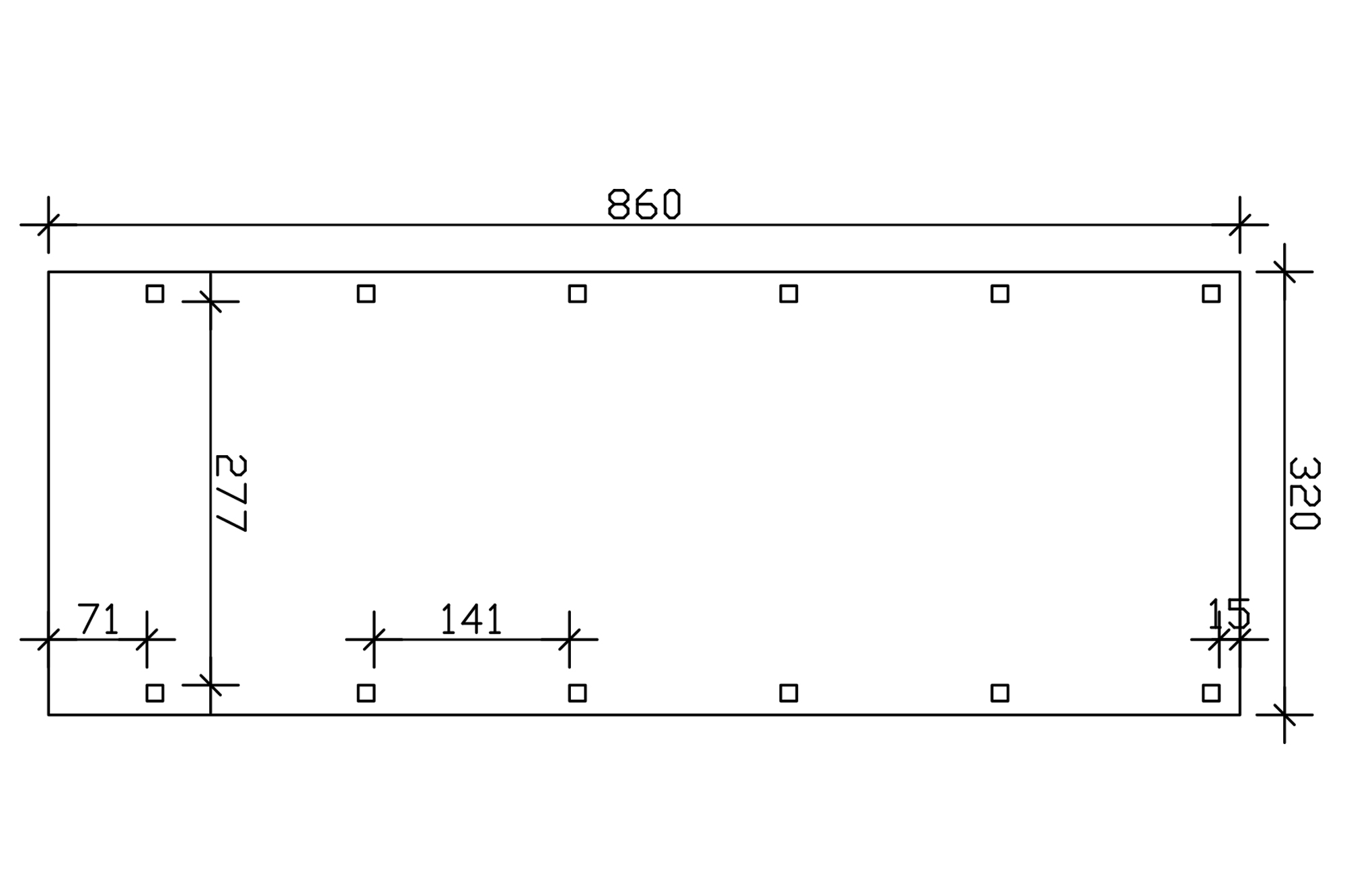 Carport Friesland 320 x 860 cm, met dakplaten, antraciet