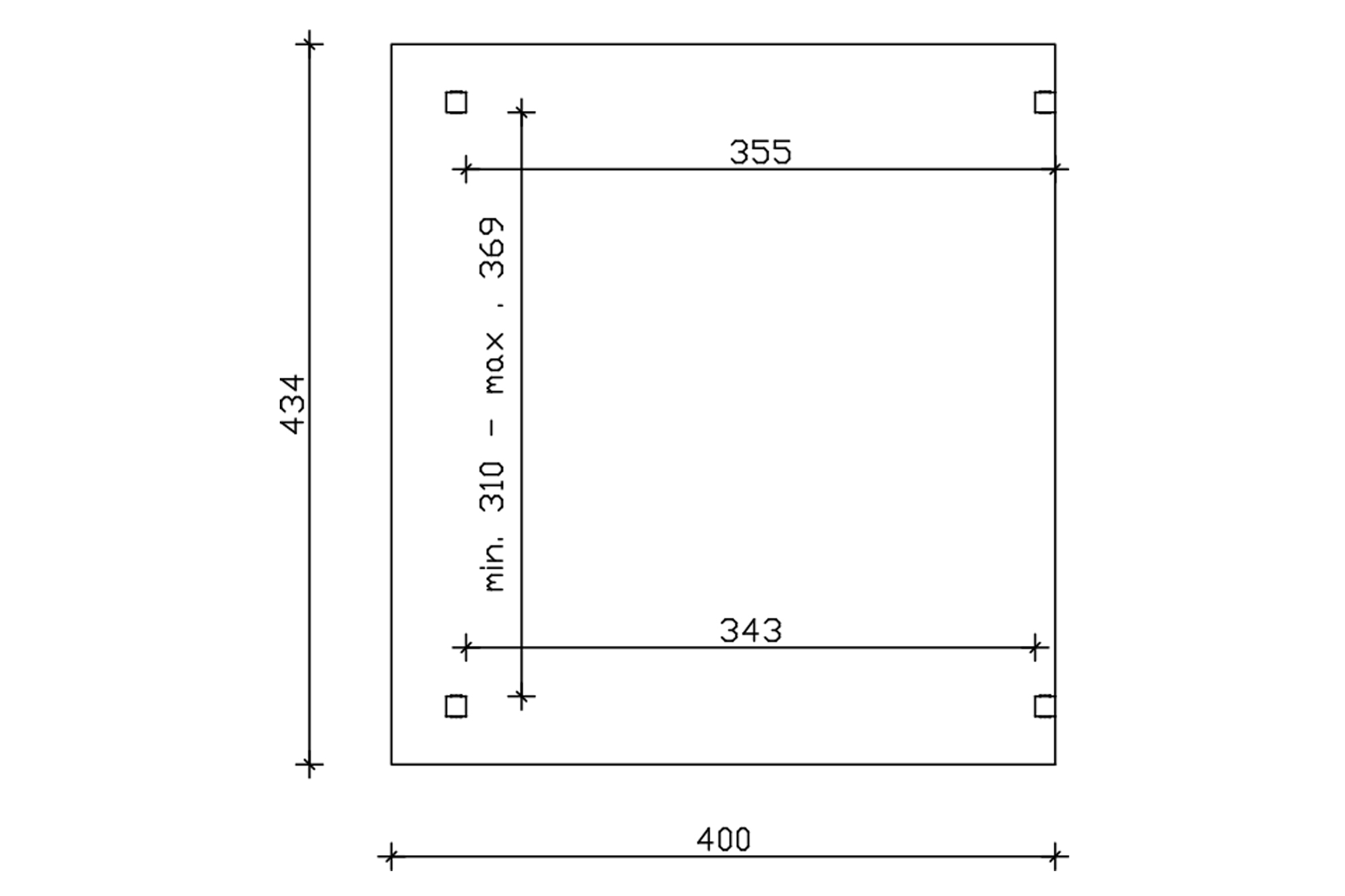 Grafik (Grundriss): Terrassenüberdachung Sanremo 434x400 cm