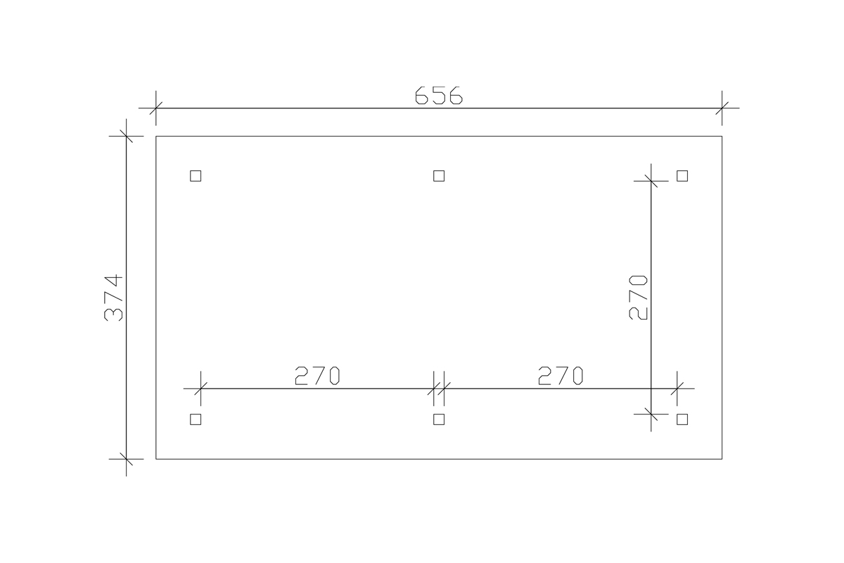 Grafik (Grundriss): Pavillon Orleans 374 x 656 cm