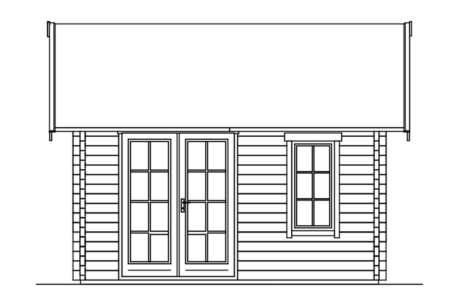 Zahradní domek TORONTO 1, 70plus, 420 x 420 cm, 19 mm střešní desky s příčným laťováním a 2. střešním bedněním, neošetřené