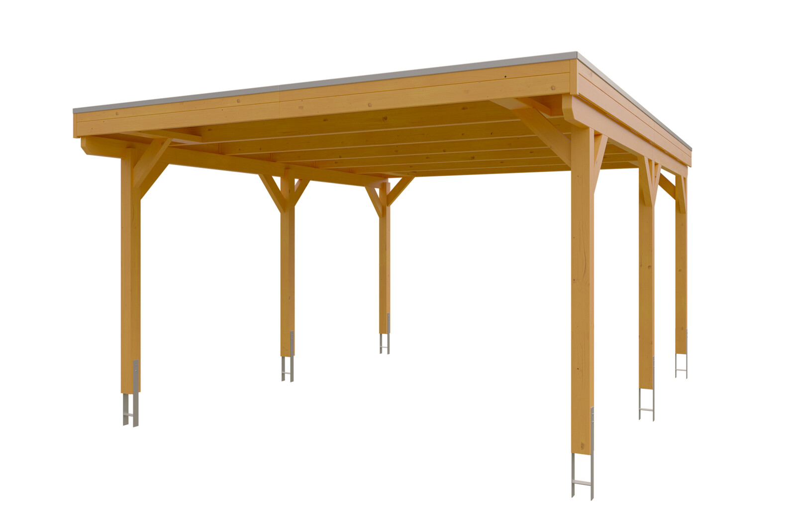 Carport Grunewald 427 x 554 cm met dakbetimmering en EPDM-folie, gelakt in licht eiken