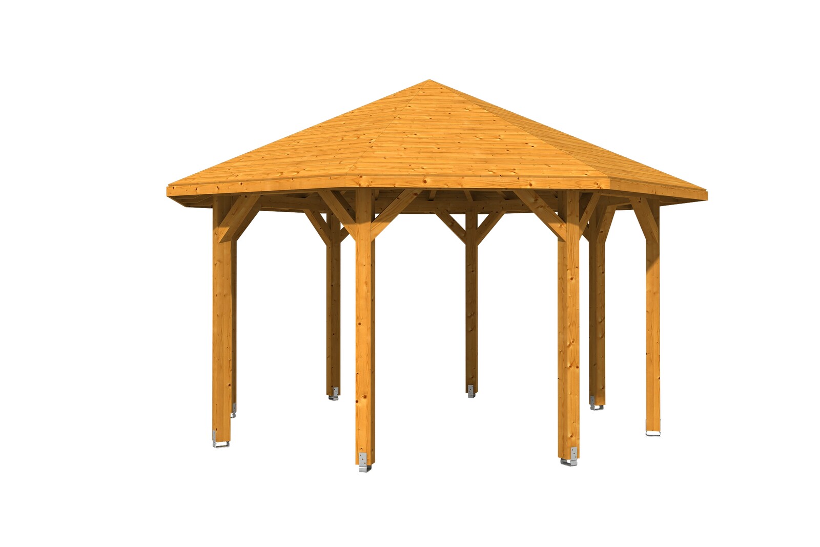 Gloriette NICE 2 (ø 484cm) octagonales, bois lamellé-collé, traitement coloré chêne clair