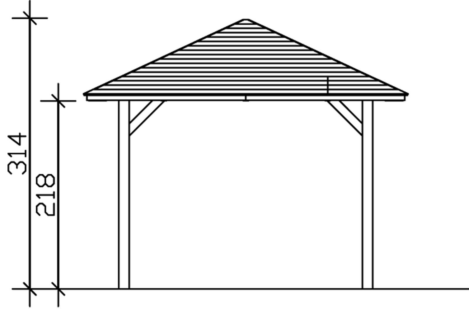 Paviljoen Cannes maat 1, 374 x 374 cm, vierhoekig, onbehandeld