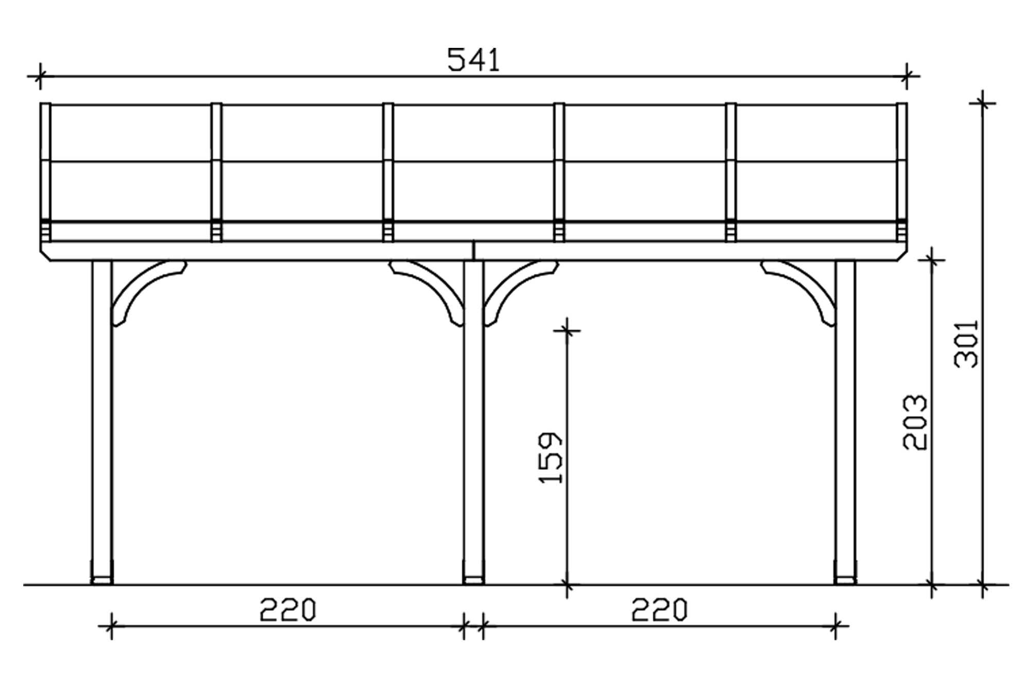 Grafik (Vorderansicht): Terrassenüberdachung Venezia 541x339 cm