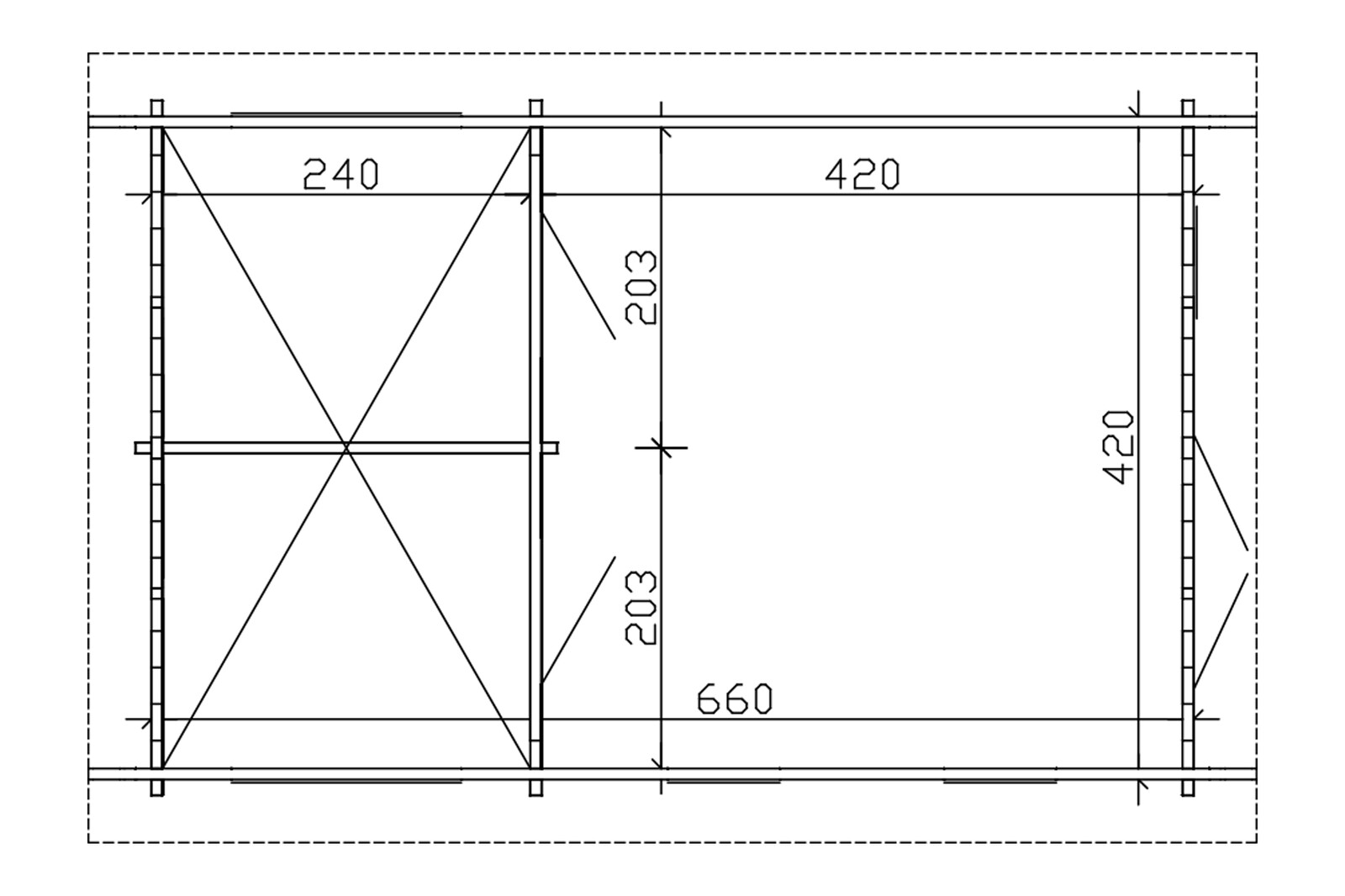 Chalet de loisirs TORONTO 4, 420x660cm, 70mm, toit isolable (pour bardeaux)