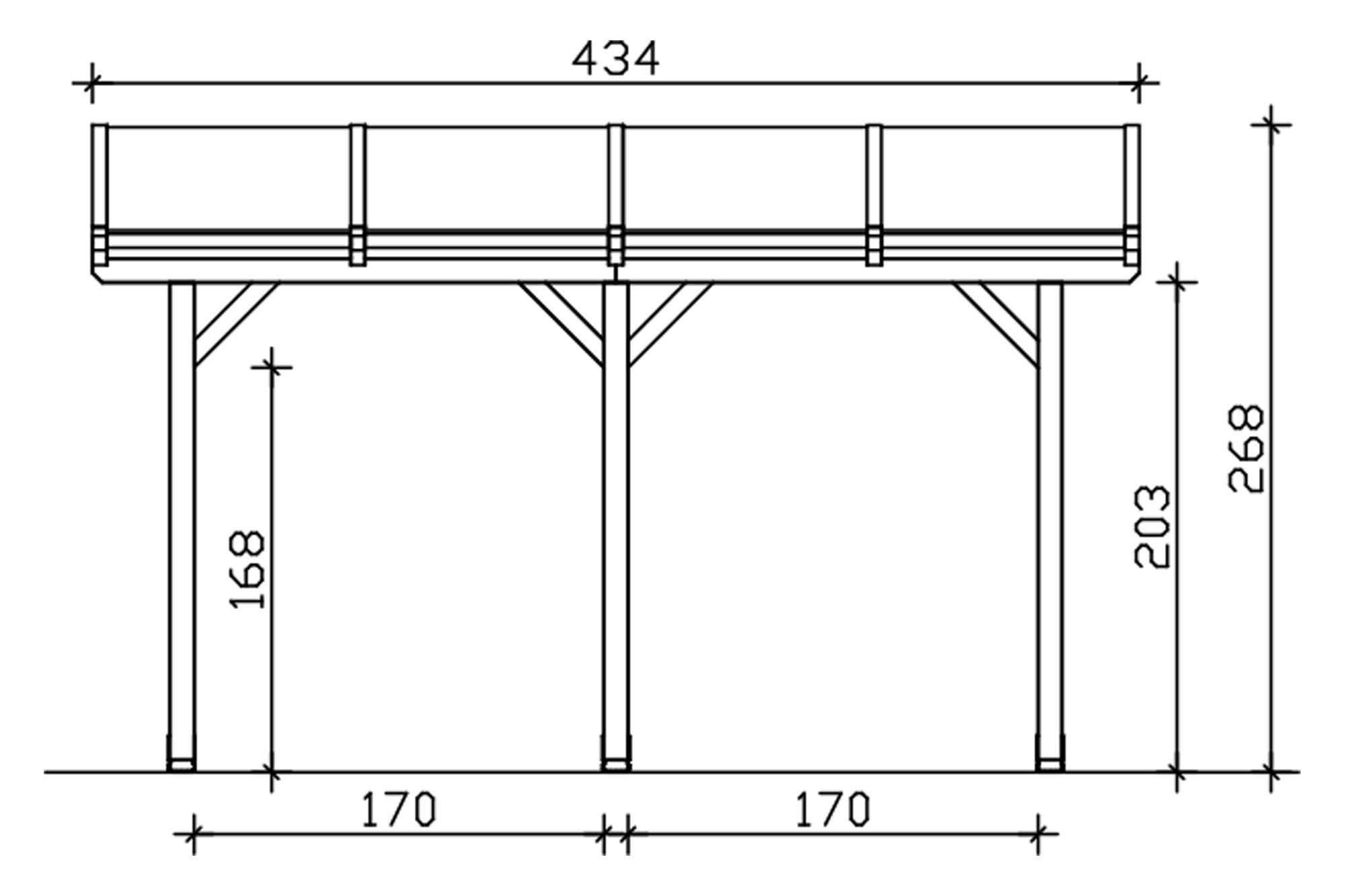 Rimola terrace roof, 434 x 350 cm, douglas fir, natural