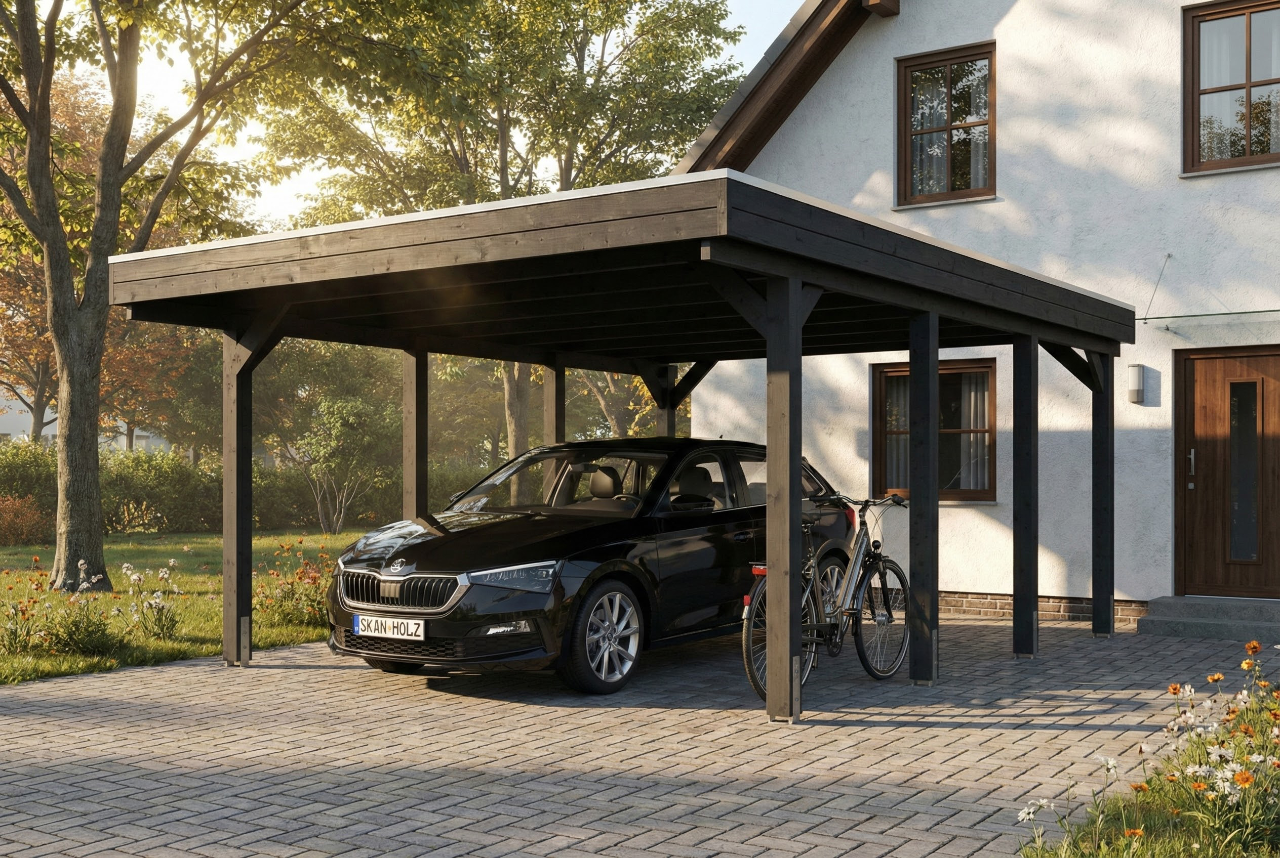 Carport Friesland 402 x 555 cm, met dakplaten, antraciet