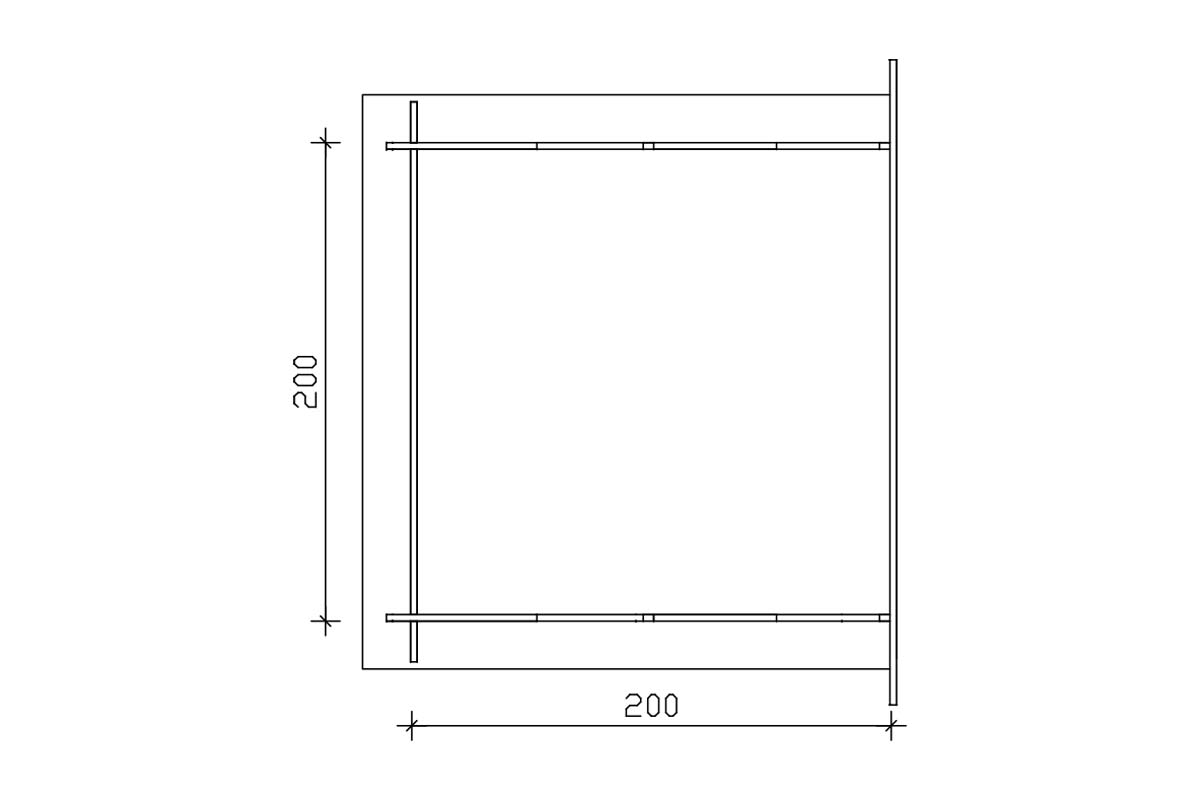 Aanbouwschuur 2, 200 x 200 cm, onbehandeld