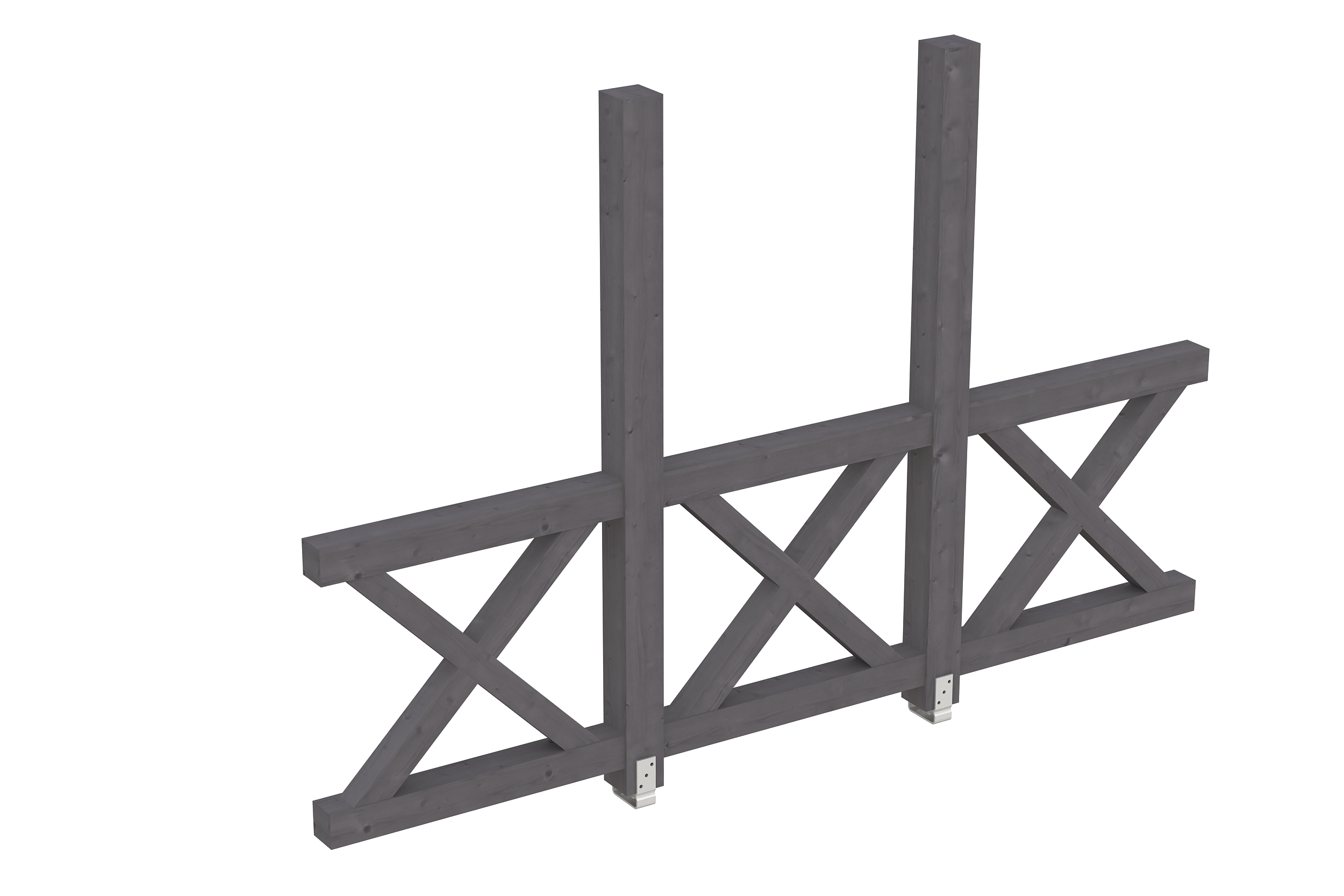 Seitenwand Andreaskreuz (FS) 293 x 210 cm, Fichte, schiefergrau