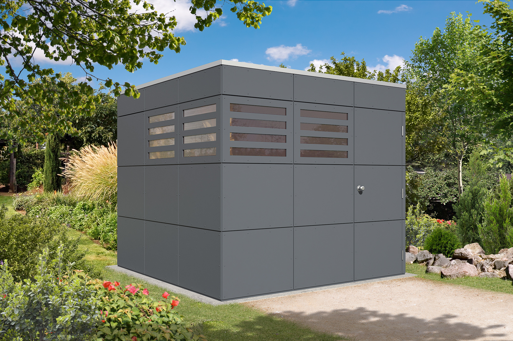 Abri de jardin BRISBANE 3, 253x253cm, gris ardoise