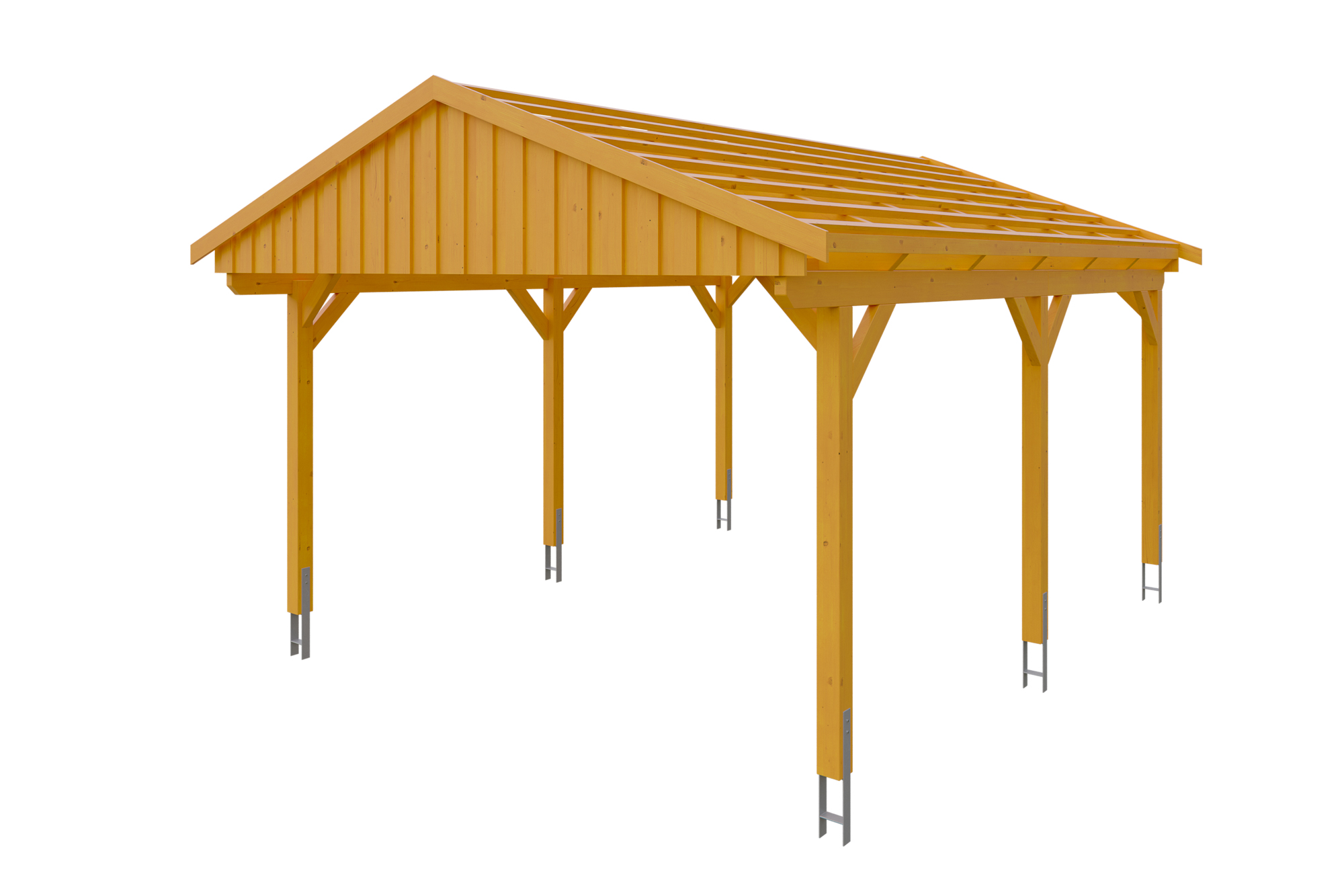 Produktbild: Carport Fichtelberg 423 x 566 cm, farblich behandelt in eiche hell, mit Dachlatten