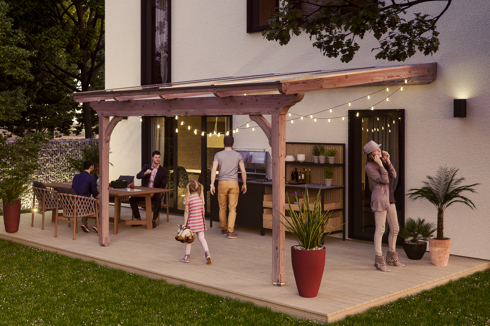 Ambientebild: Terrassenüberdachung Ravenna, Breite 434 cm, unbehandelt