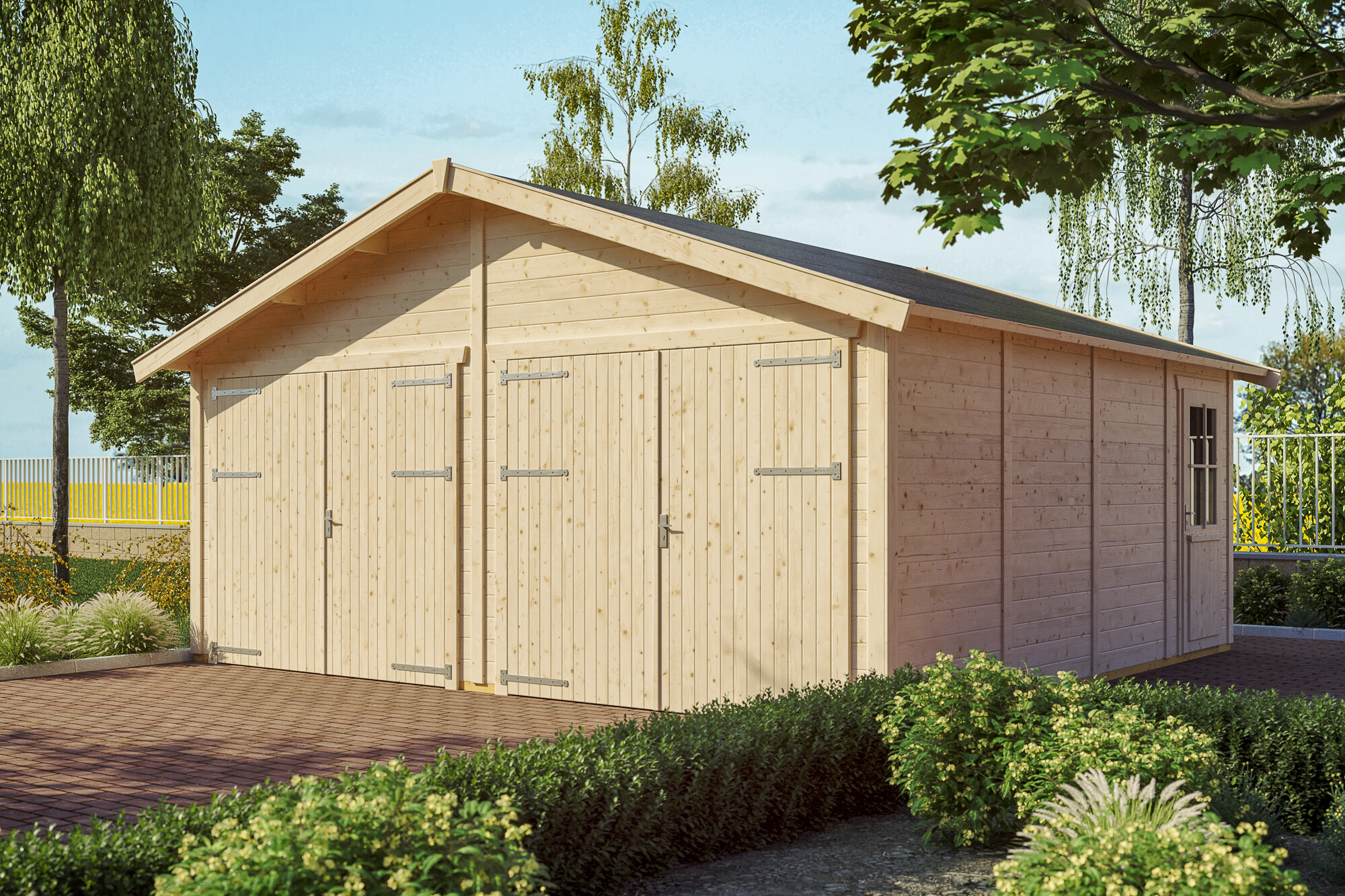 Wooden garage Varberg 3, 570 x 525 cm, untreated