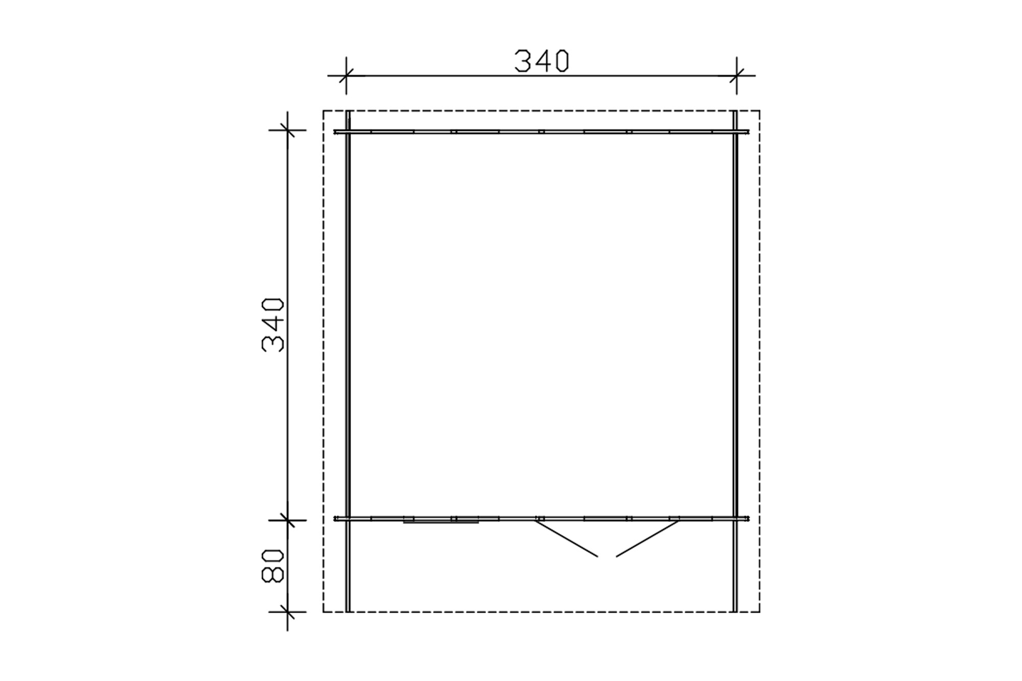 Abri de jardin MALAGA 340x340cm, 28mm, non traité