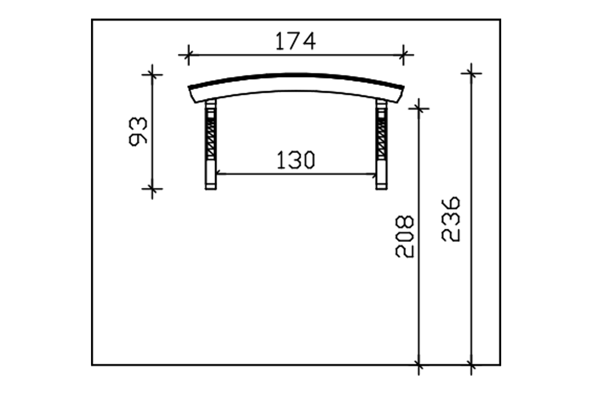 Canopy Rostock type 1, 174 x 80 cm, colour pre-treated light oak