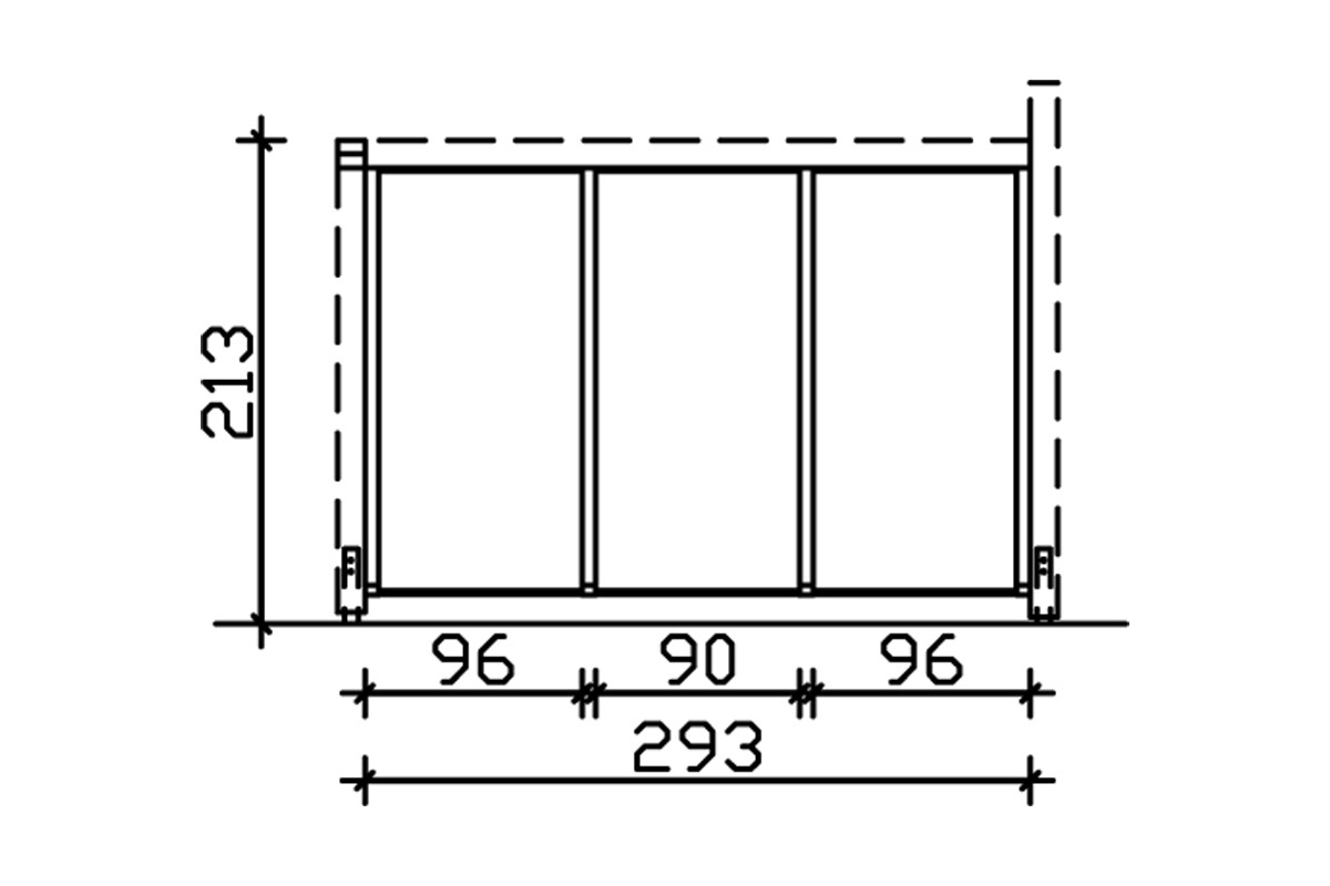 Seitenwand m. Polycarbonatplatten 293 x 200 cm, Fichte, natur