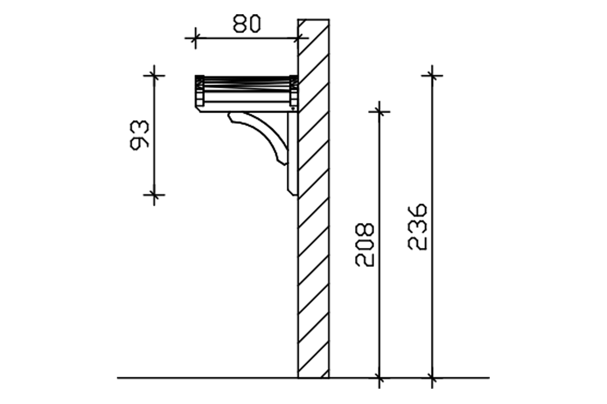 Vordach Rostock Typ 1, 174 x 80 cm, eiche hell