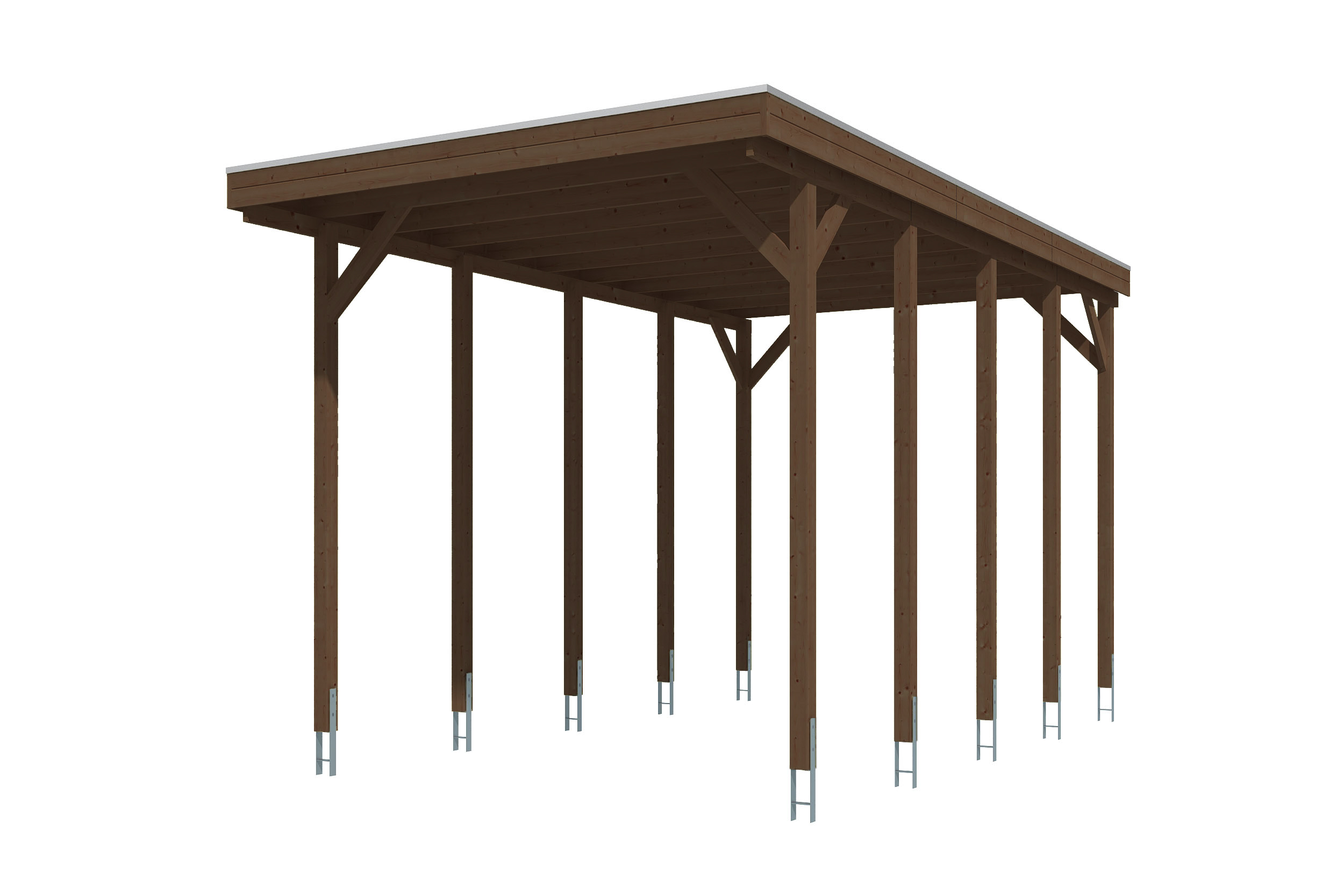 Friesland carport 402 x 708 cm, met dakplaten, walnoot