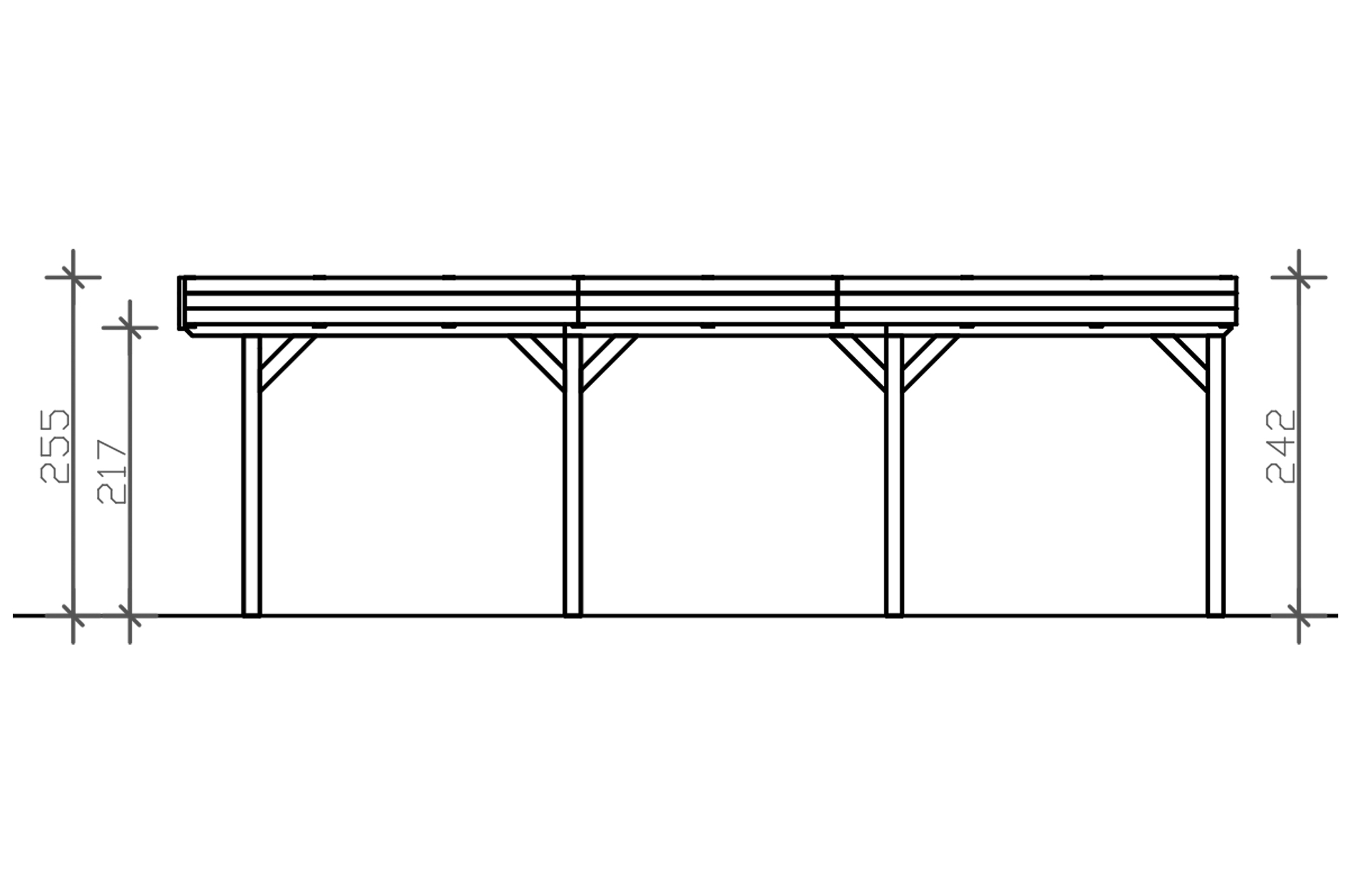 Carport Grunewald 622 x 796 cm with EPDM roof, colour pre-treated walnut