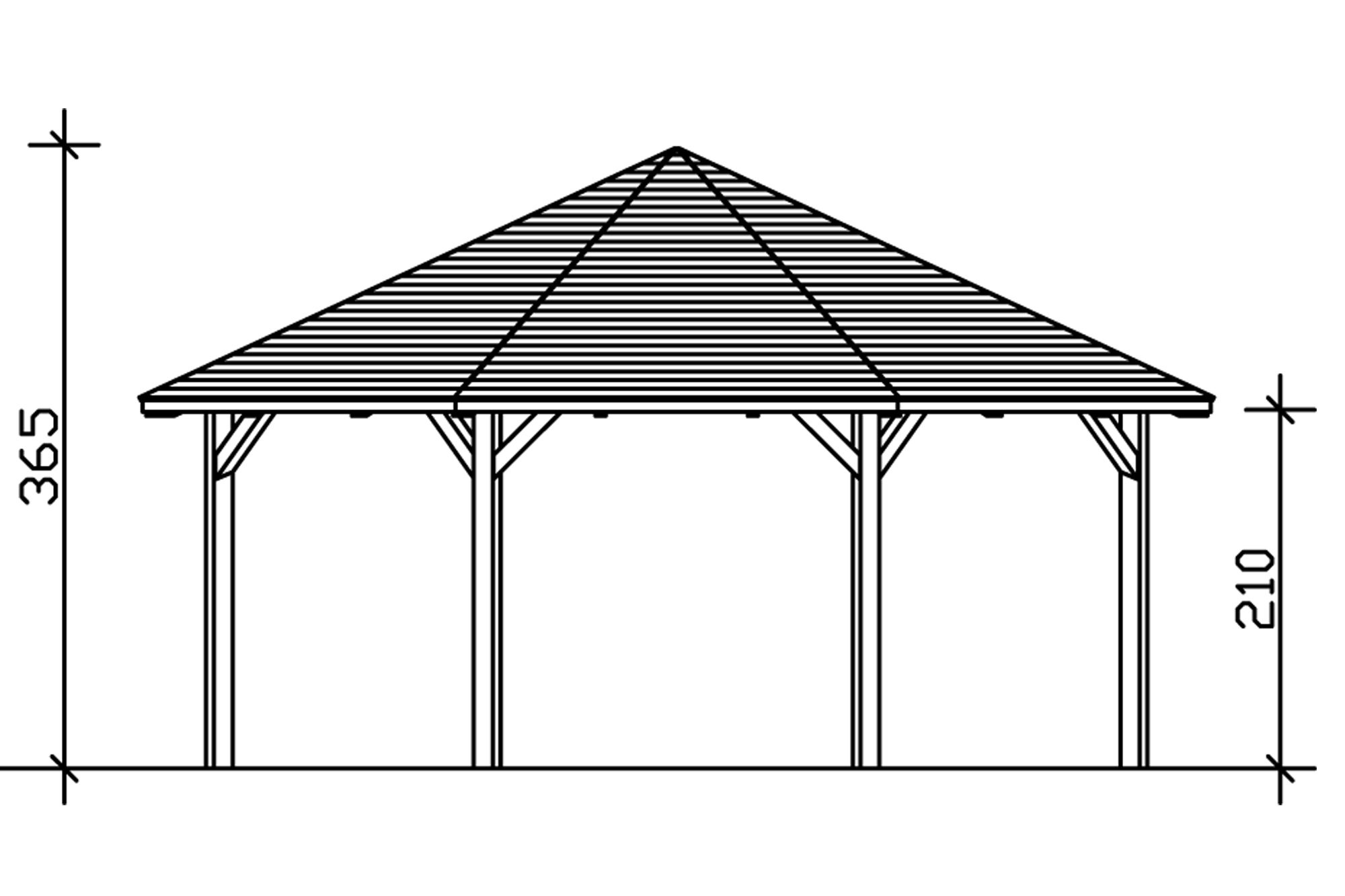 Paviljoen Nice maat 4, Ø 630 cm, achthoekig, gelakt in noten