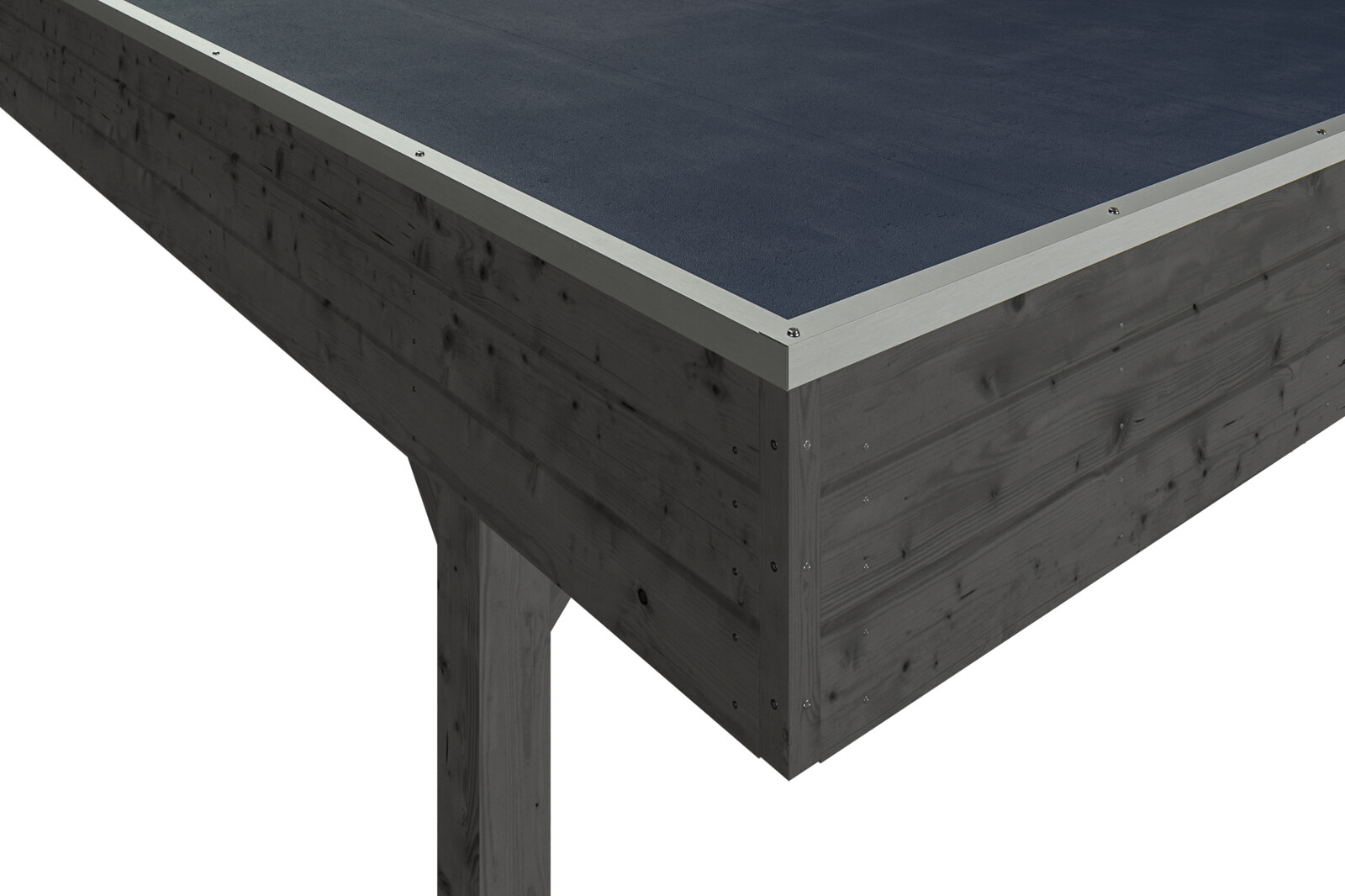 Carport Friesland 557 x 860 cm, gelakt in leigrijs, met dakbetimmering en EPDM-folie