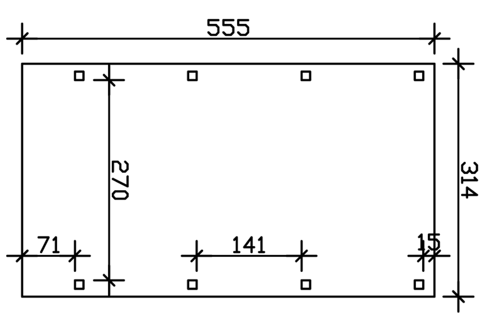 Grafik (Grundriss): Carport Friesland 314 x 555 cm