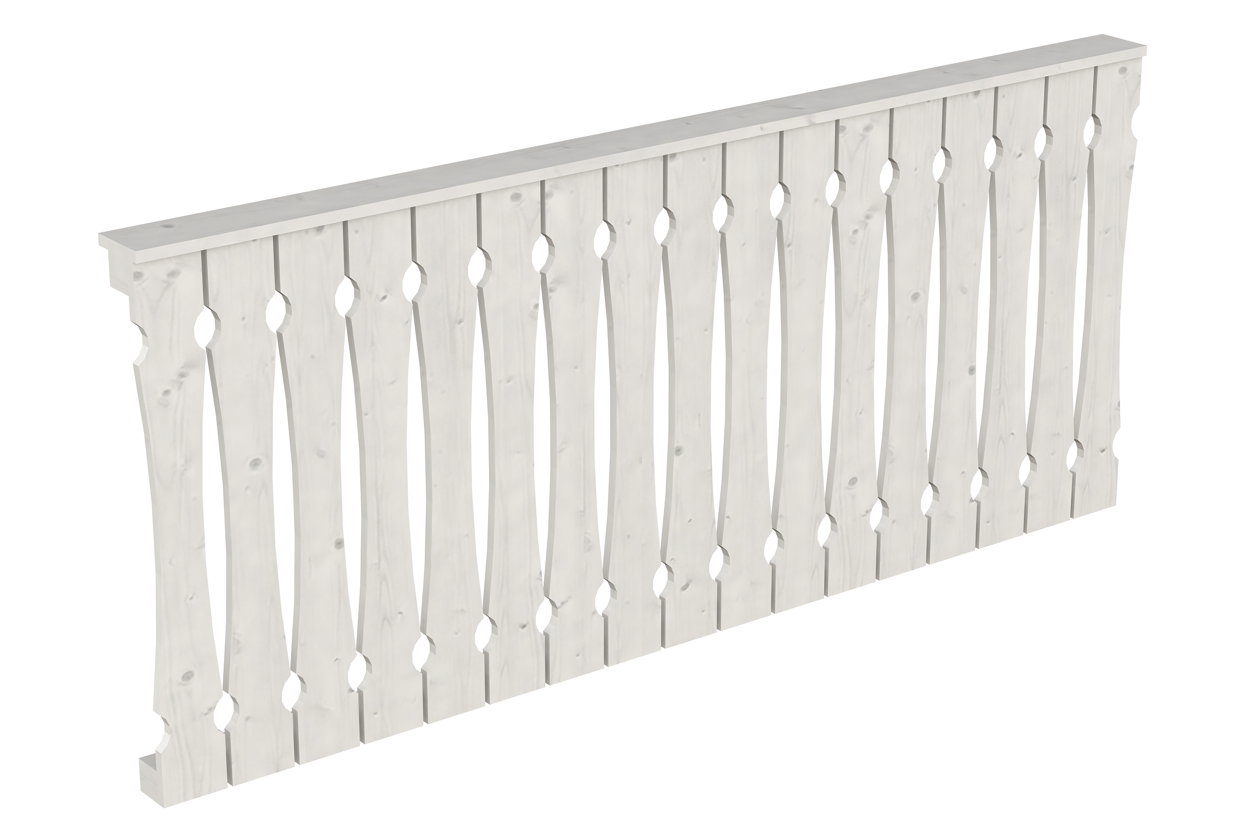 Balustrade balcony siding 220 x 96 cm, spruce, colour pre-treated in white