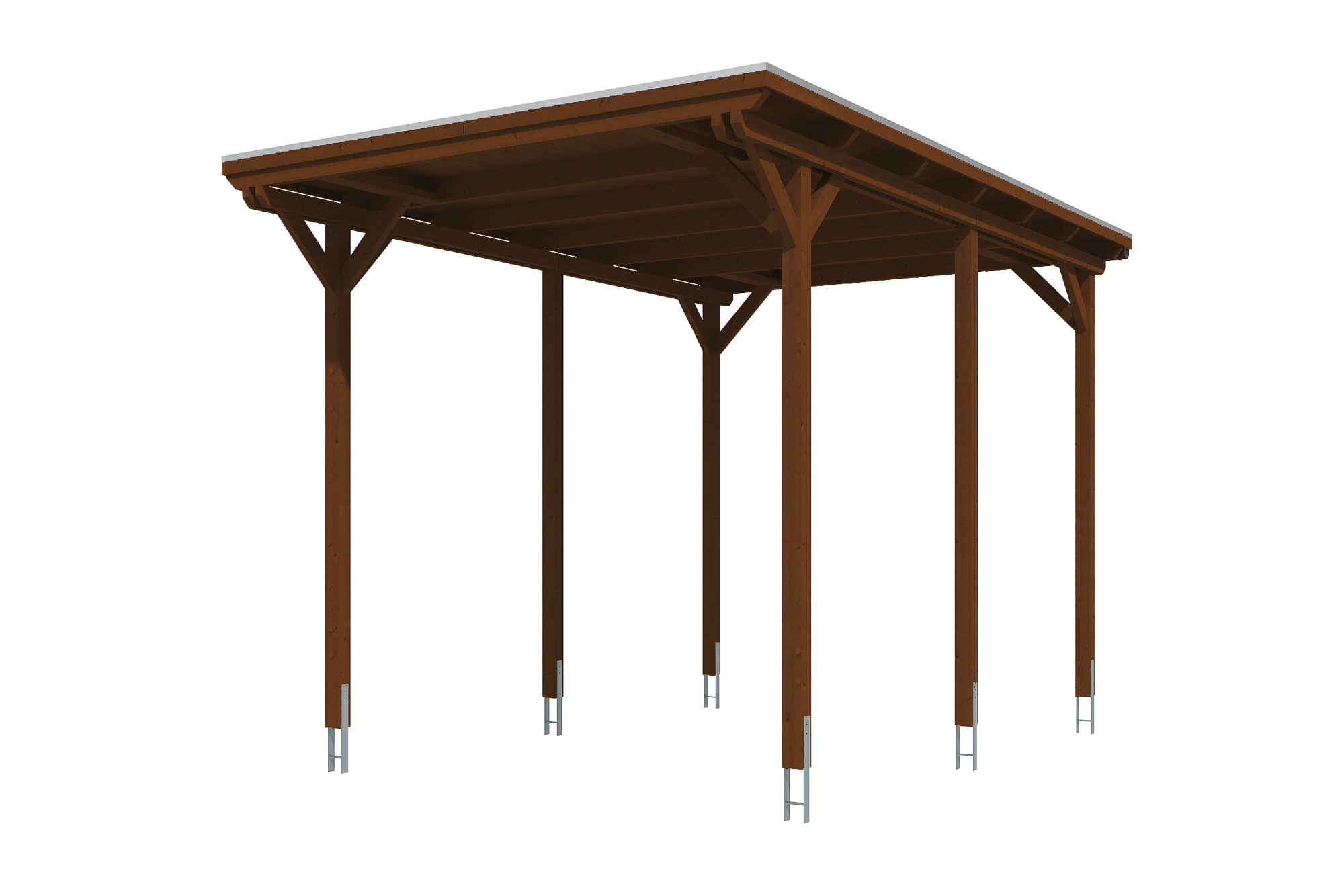 Produktbild: Carport Emsland Caravan 404 x 604 cm, farblich behandelt in nussbaum