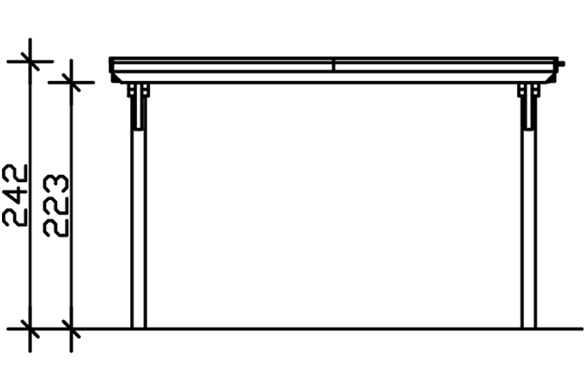 Grafik (Vorderansicht): Carport Emsland 404 cm Breite